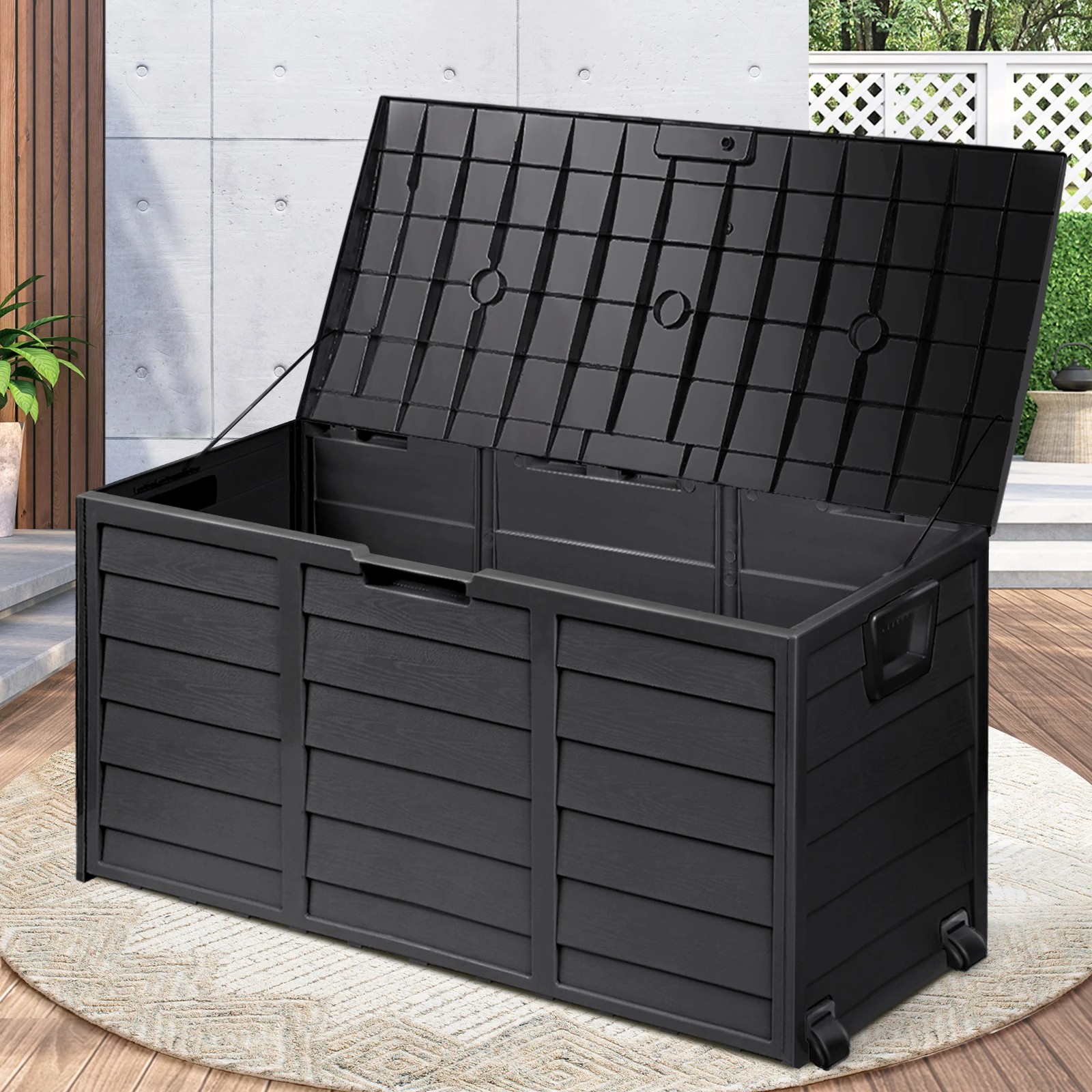 3 Livsip Outdoor Storage Box 290L Container Garden Chest Deck Tool Toy Lockable - Black, 3 of 9