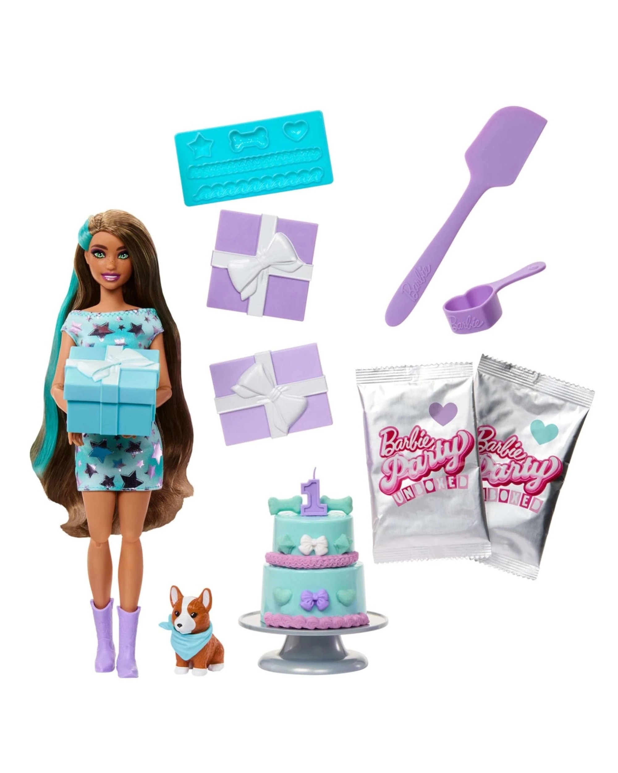 7 Barbie Party Unboxed Birthday Series Party Stars Brunette Doll and Accessories, 7 of 8