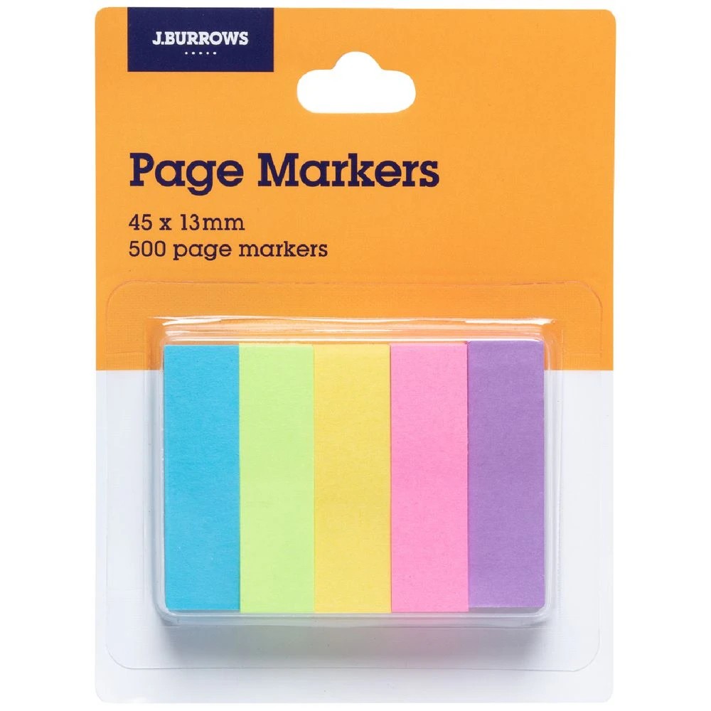 1 J.Burrows Page Markers 13x45mm Assorted 5 Pack, 1 of 4