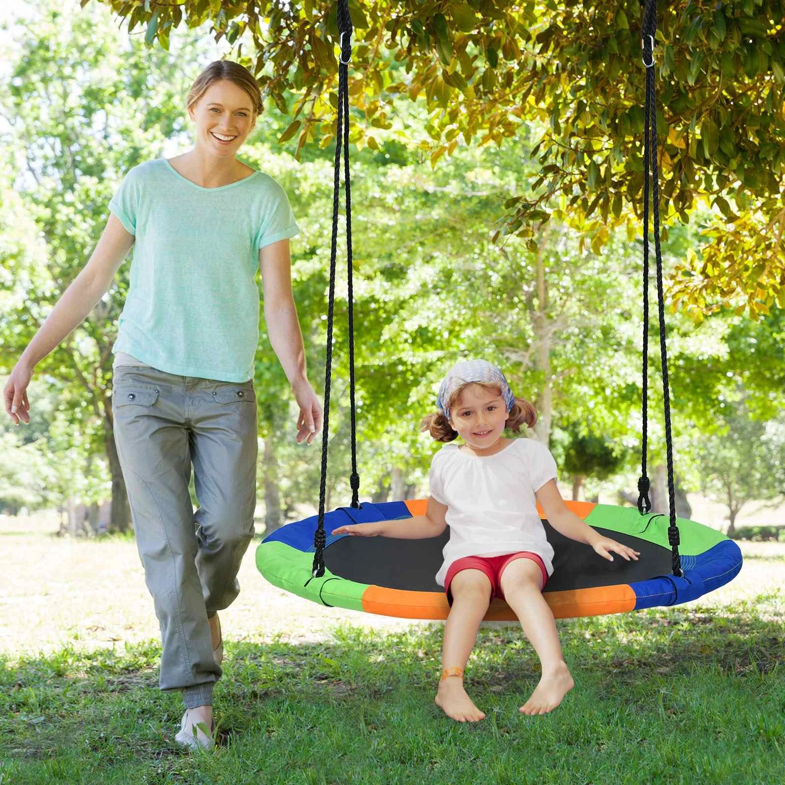 2 Costway 100cm Flying Saucer Tree Swing Waterproof 600D Oxford Fabric Metal Frame - Multi, 2 of 3