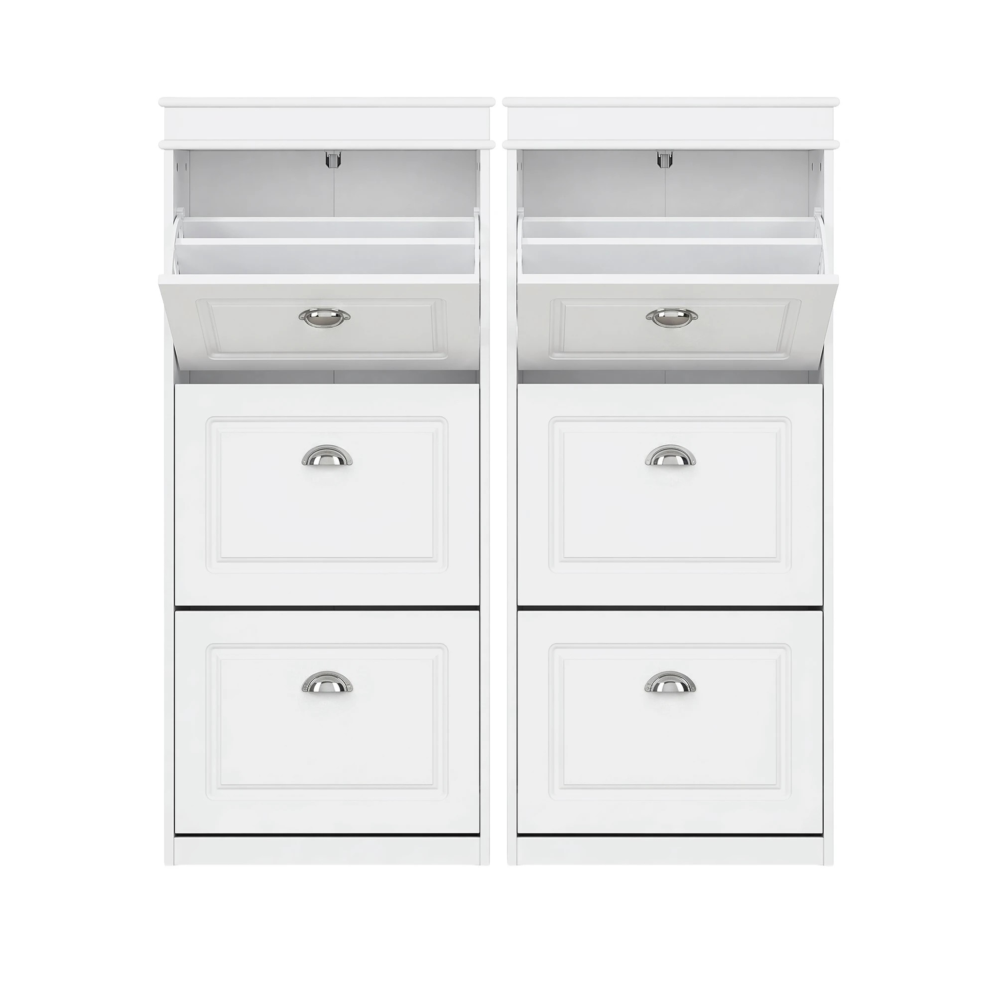 1 Artiss 2x Shoe Cabinet Storage Organiser 3 Flip Drawer - White, 1 of 7