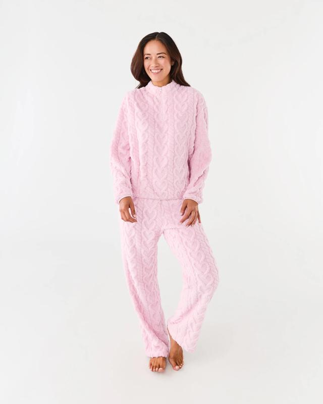 Quarter Zip Fleece Long Sleeve Top and Pants Pyjama