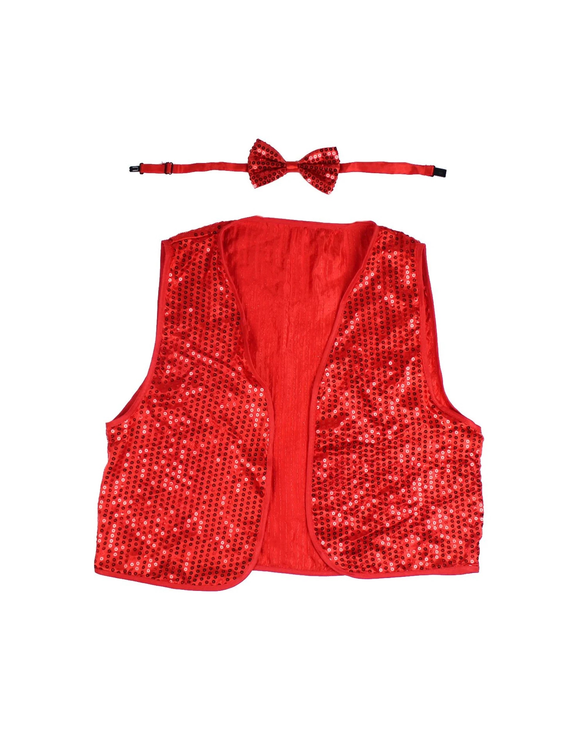 1 BR Costumes Kids Sequin Waistcoat and Bow Tie Set for 80s Party Dress-Up, 1 of 2