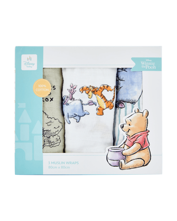 3 Pack Disney Baby Winnie the Pooh Muslin Wraps