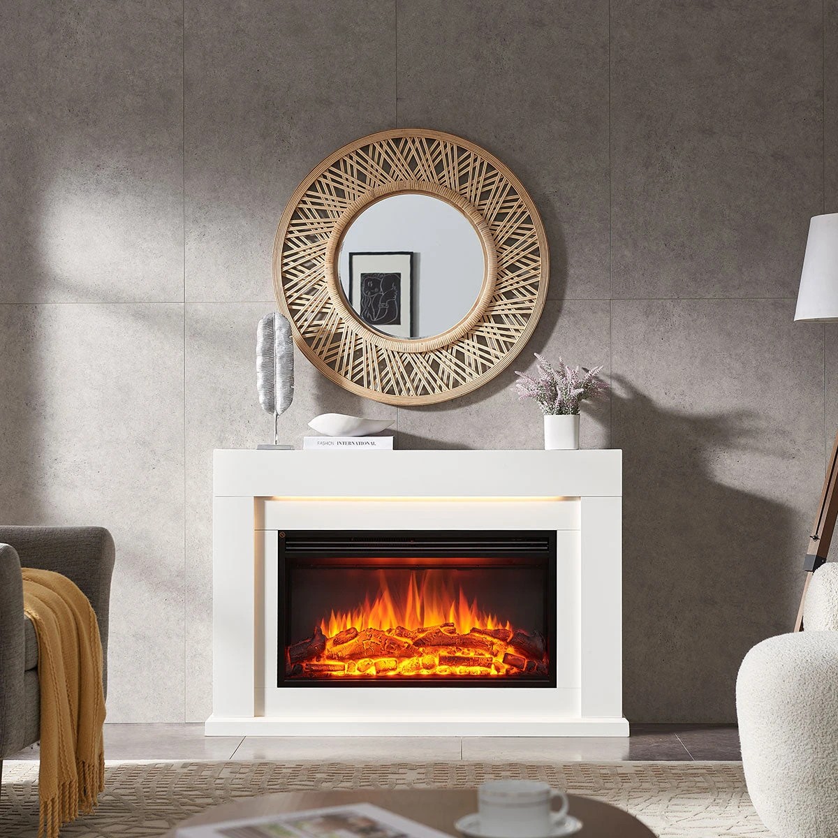 5 Moda Living Ruby Electric Fireplace Heater White Mantel Suite - White, 5 of 5
