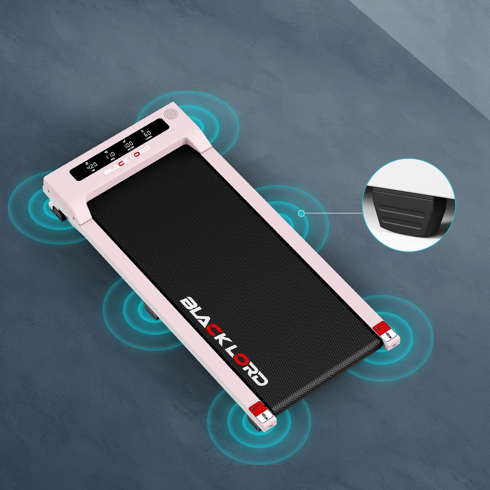 4 Black Lord Treadmill Electric Walking Pad Under Desk Home Office Fitness 38cm Belt - Pink, 4 of 10