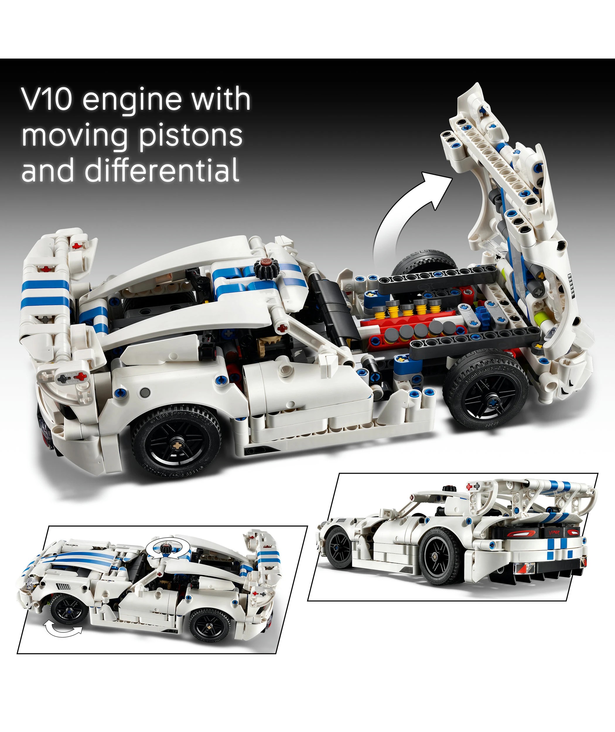 4 LEGO Technic Dodge Viper GTS-R Sports Car 42234, 4 of 10