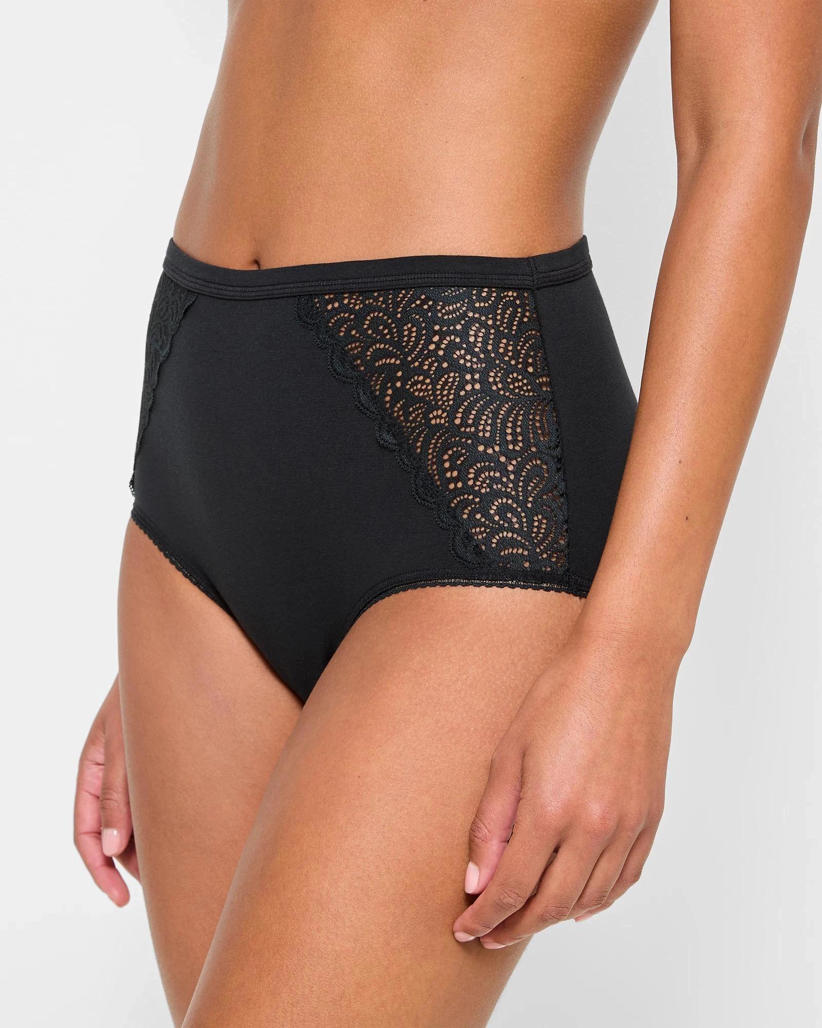 3 Target Woman Australian Cotton Blend Cotton and Lace Full Briefs BLACK, 3 of 4