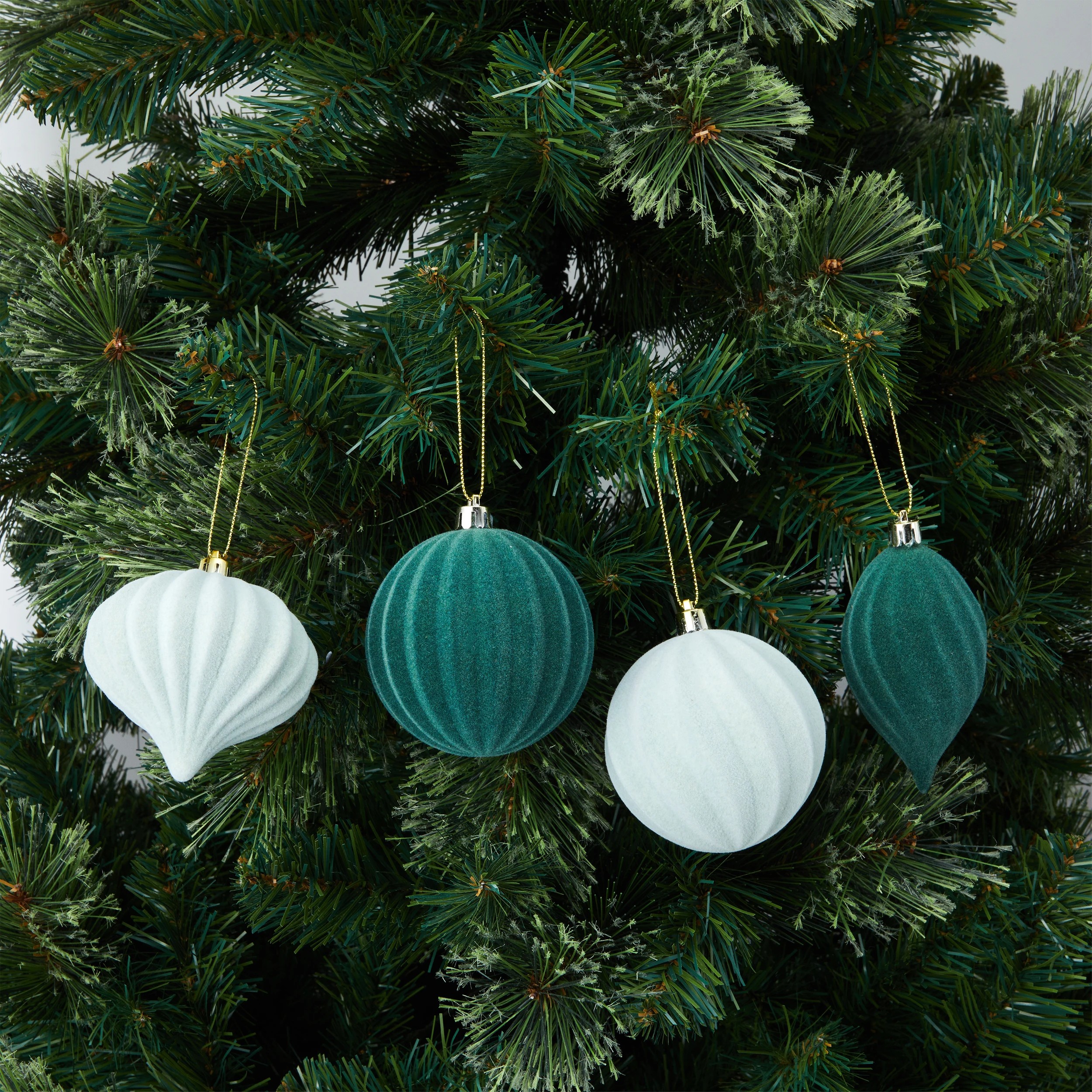 4 9 Pack Natural Flocked Hanging Decorations, 4 of 4