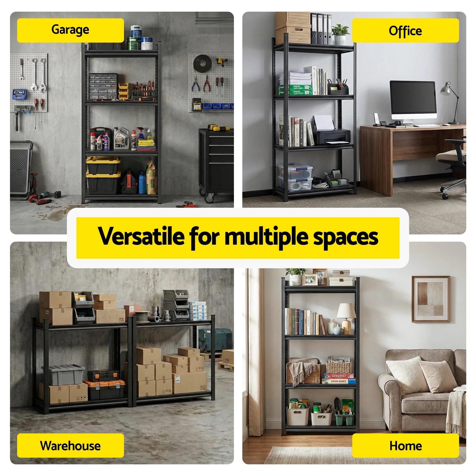 4 Giantz Garage Shelving 1.8X0.9m Warehouse Rack Storage Shelves Workshop Racks Steel - Black, 4 of 6