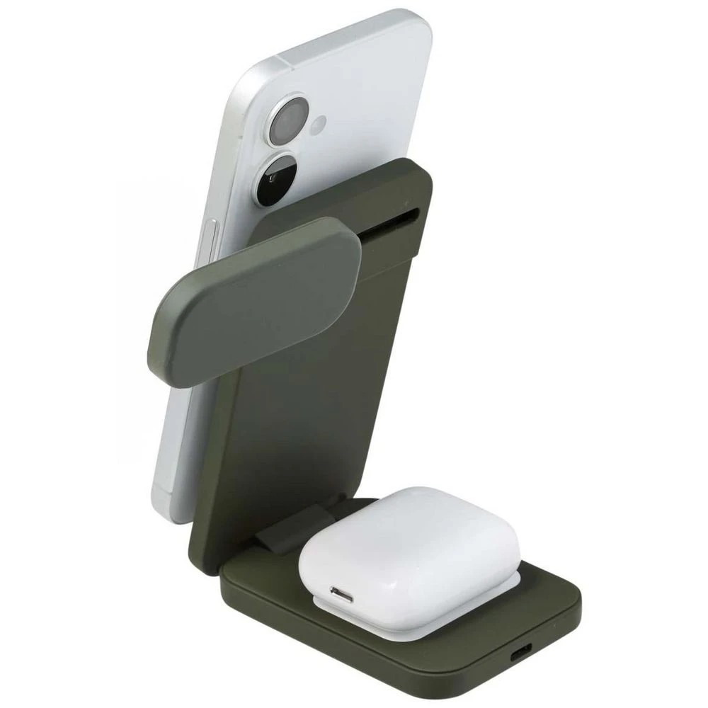 2 Otto On The Go Foldable 3 in 1 Wireless Charging Stand Green, 2 of 8