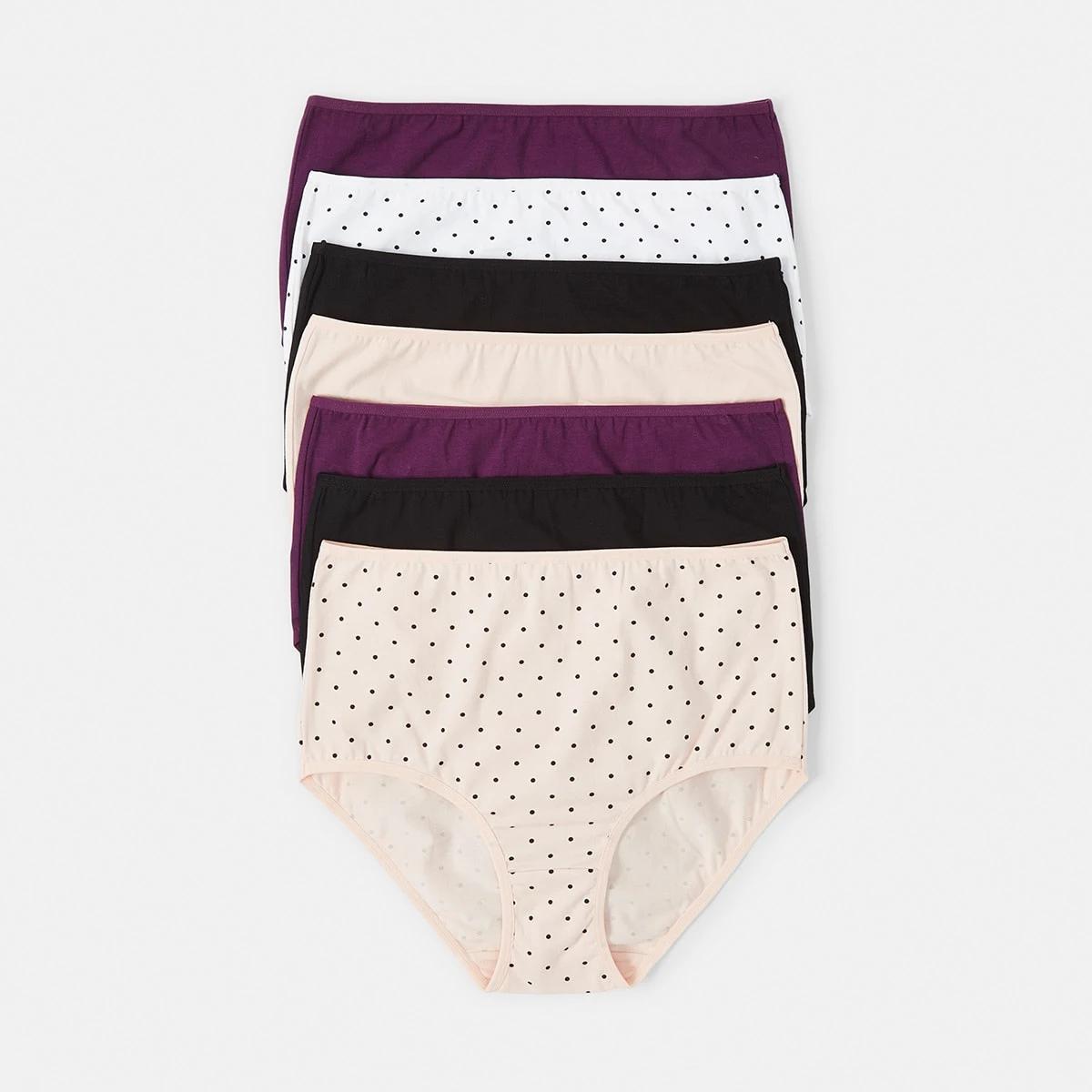 1 7 Pack Cotton Stretch Full Briefs BLACK DOT MULTI, 1 of 10