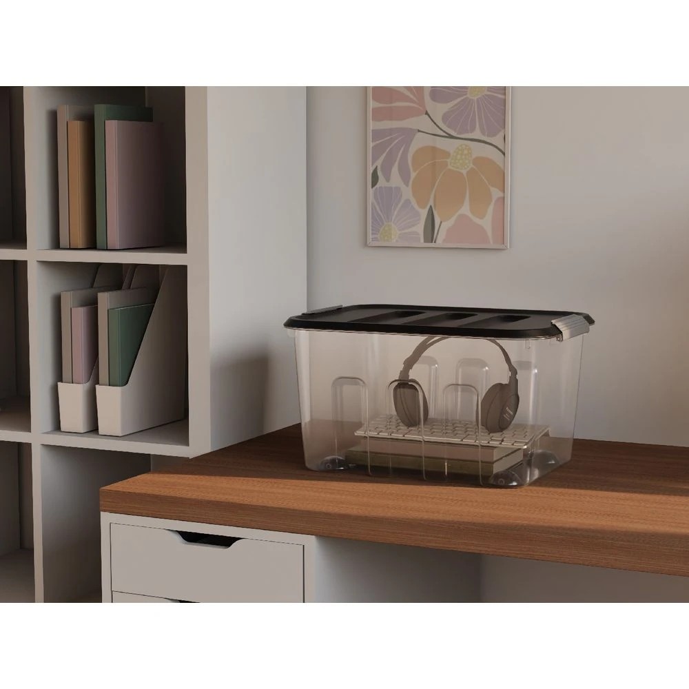 5 J.Burrows 32L Modular Storage Container Clear/Grey, 5 of 5