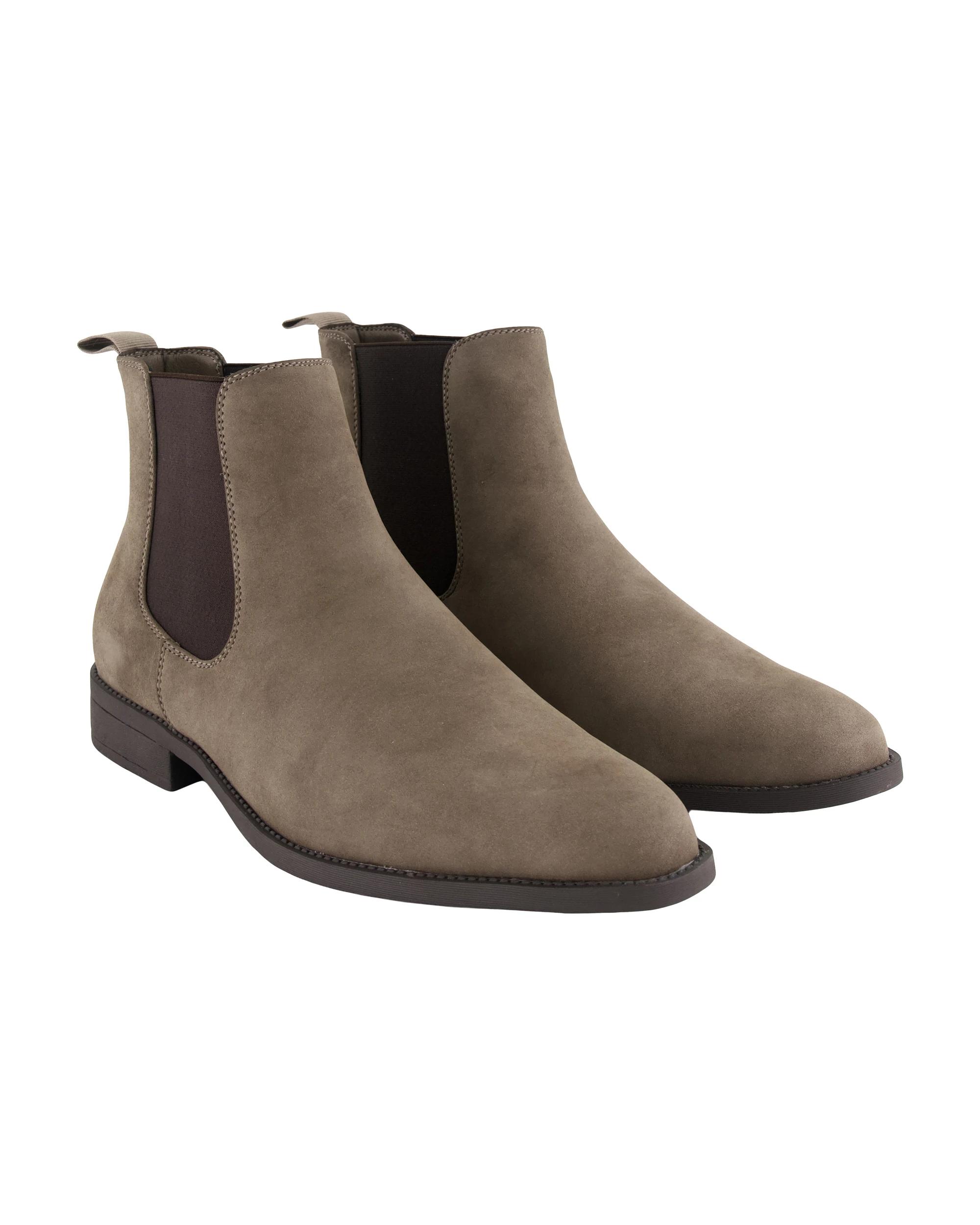 4 Gusset PU Suede Boots Stone, 4 of 4