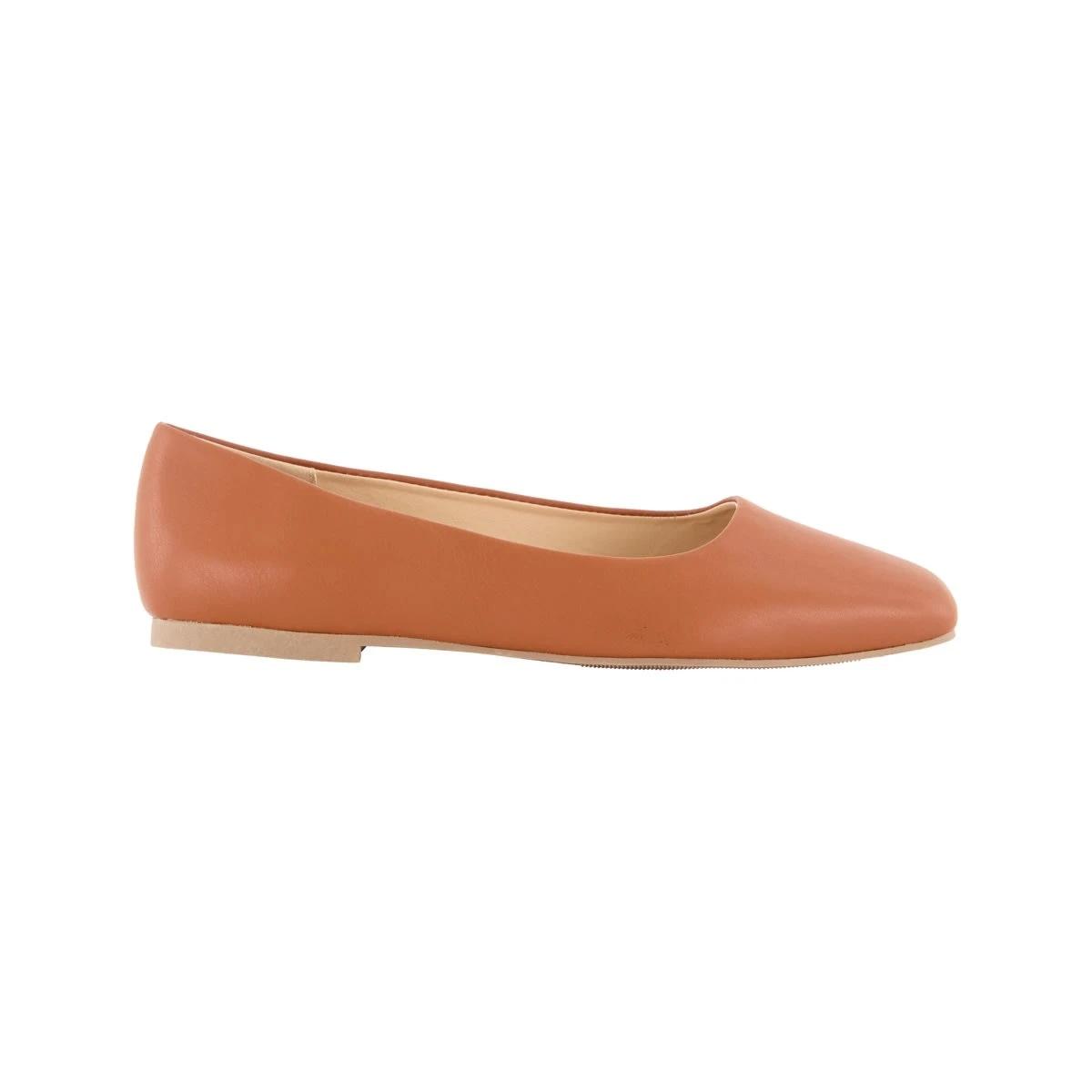 1 Square Toe Ballet Flats RICH TAN, 1 of 3