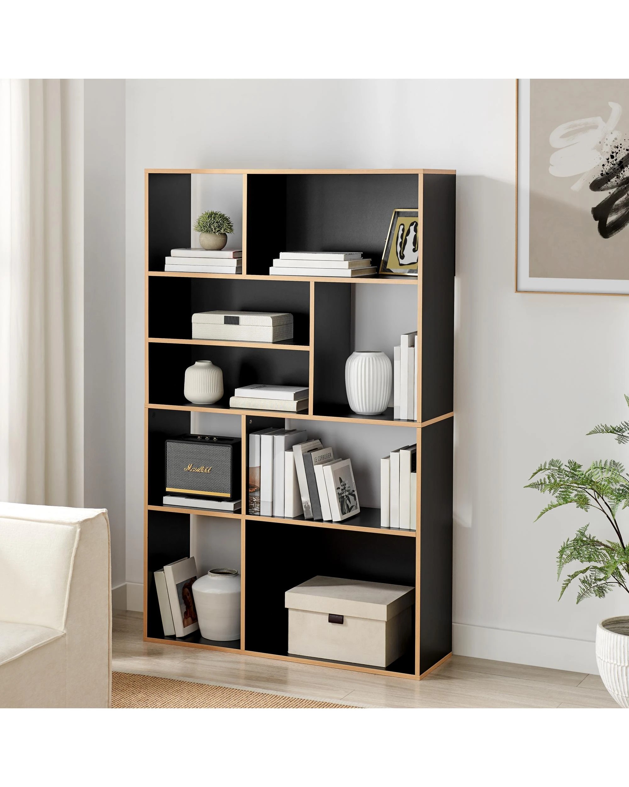 3 Kodu Bookcase Display Unit with Open Shelving 100W x 160H - Black, 3 of 9