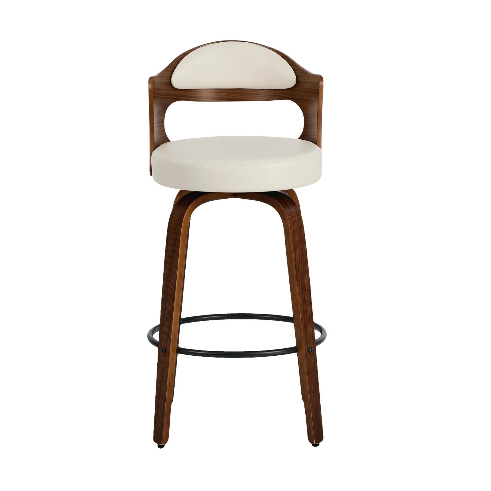 6 Oikiture 2x Bar Stools Kitchen Swivel Counter Chair Shell Leather - White, 6 of 8
