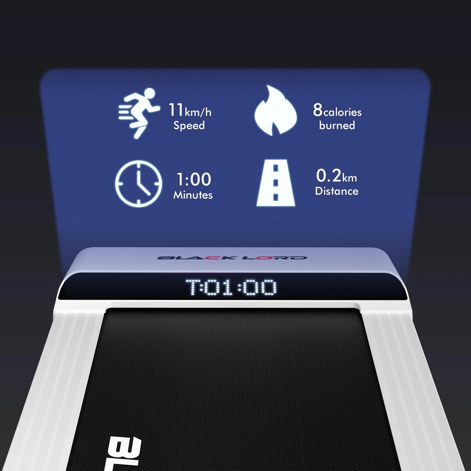 6 Black Lord Treadmill Electric Walking Pad Steel Frame Under Desk Gym 410mm - White, 6 of 10