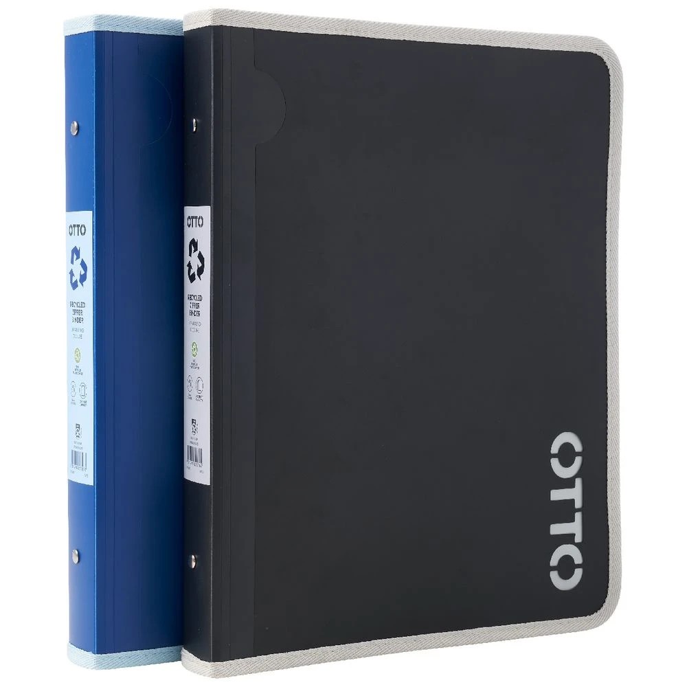 4 Otto A4 2 D-Ring Zipper Binder 25mm Black, 4 of 4