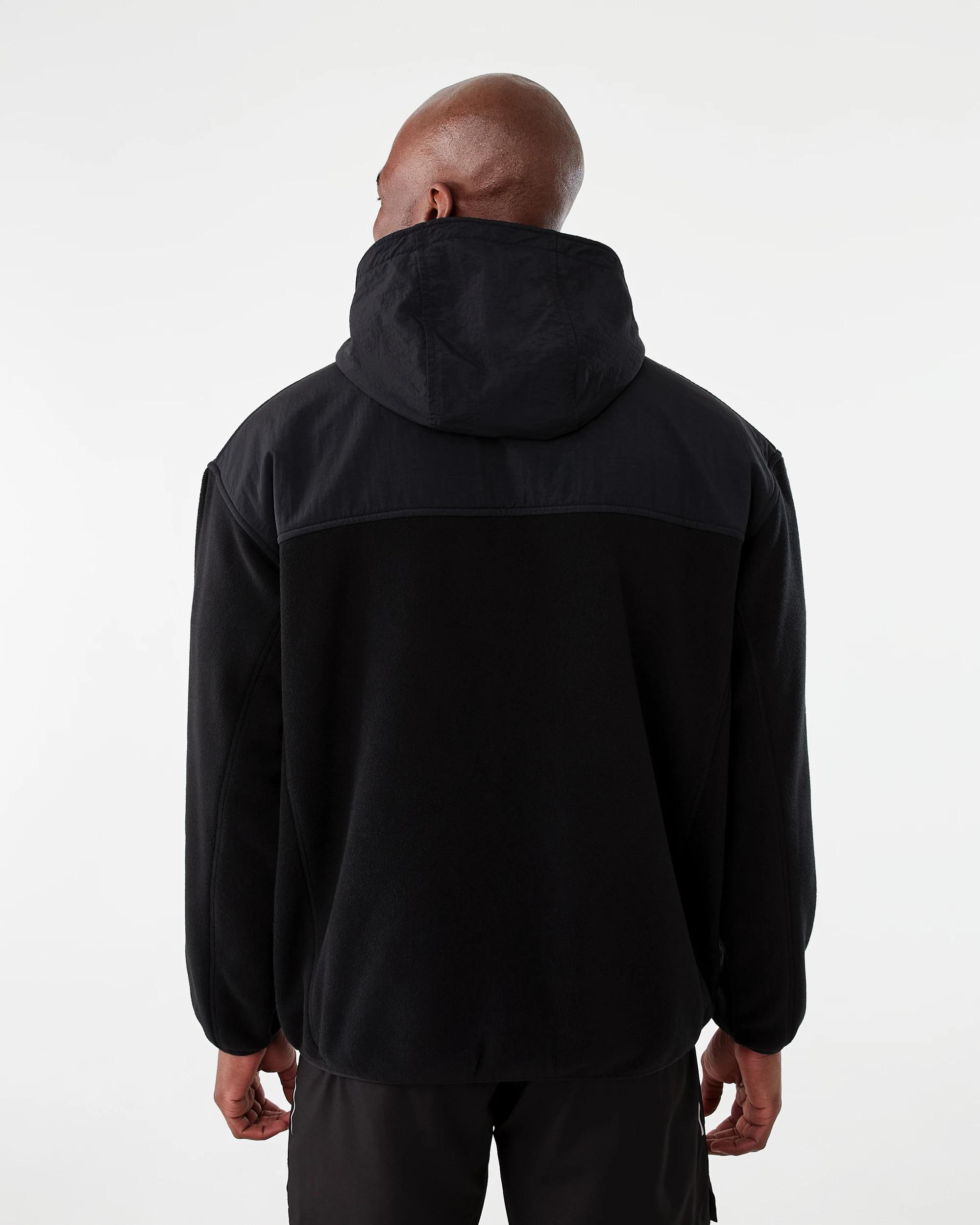 4 Active Mens Polar Fleece Full Zip Hoodie Black W26, 4 of 8