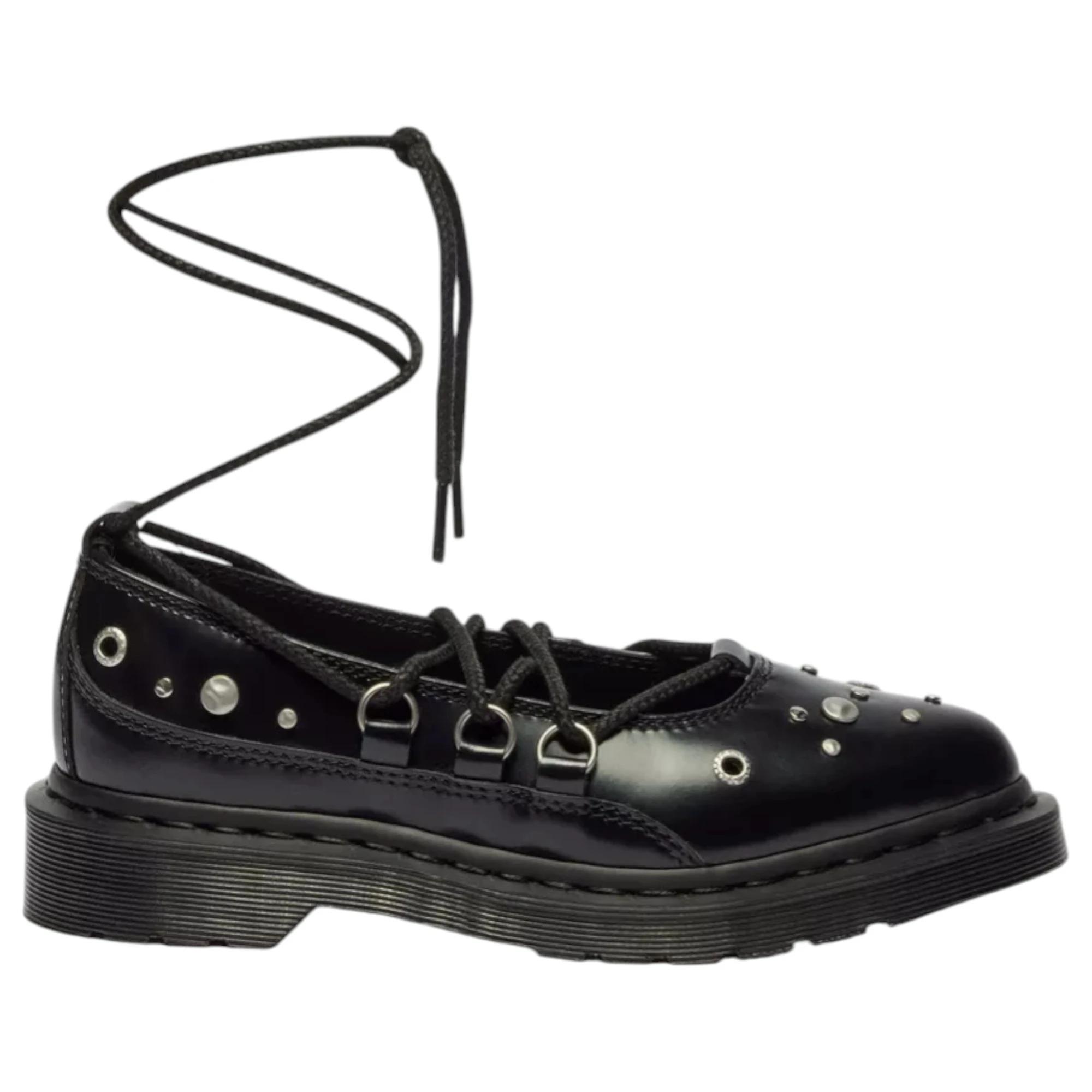 2 Dr. Martens Womens Elphie II Studded Sandals Lace Up Shoes BLACK, 2 of 8