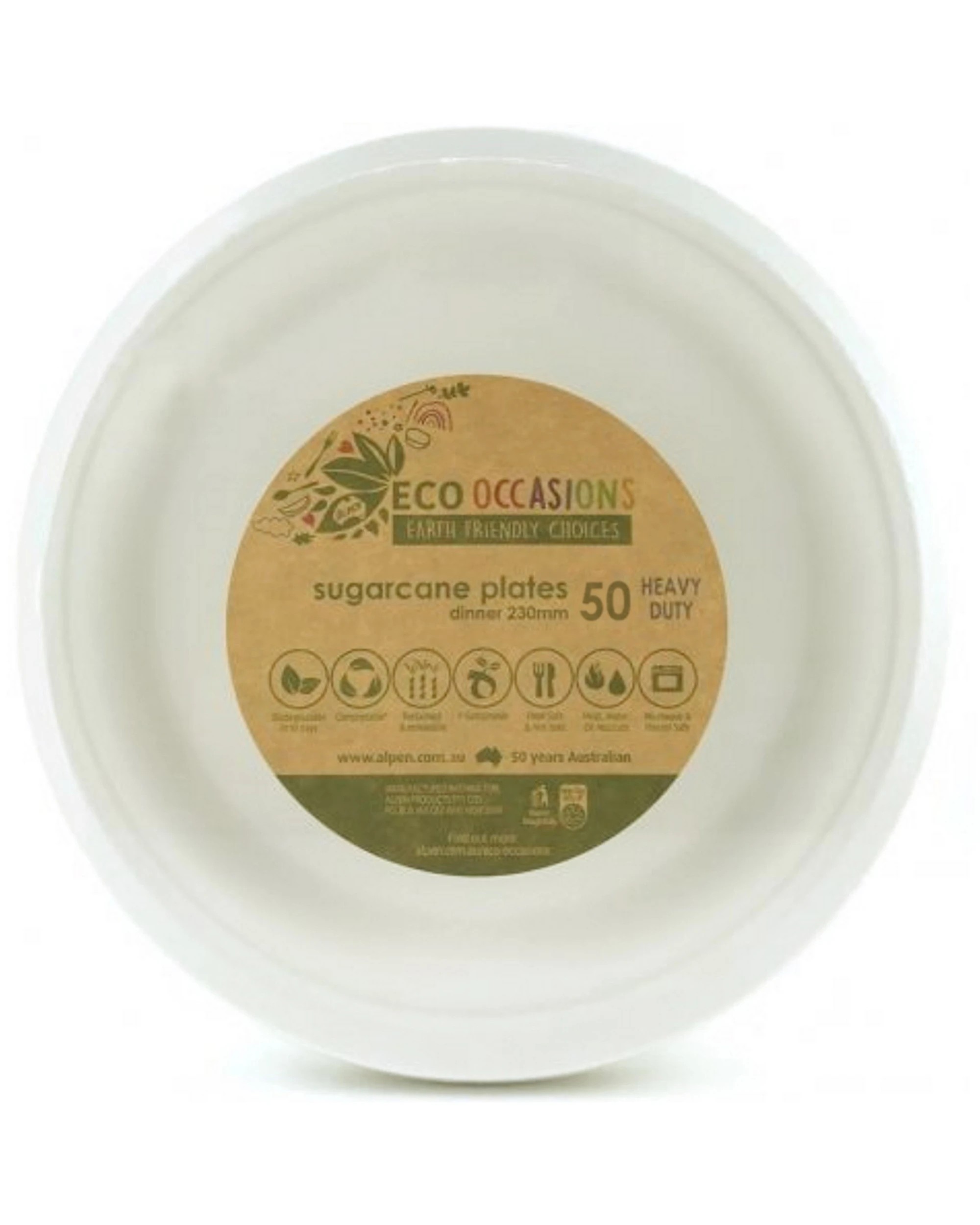 2 Alpen White Sugar Cane Large Plates 23cm Bulk Pack of 50, 2 of 3