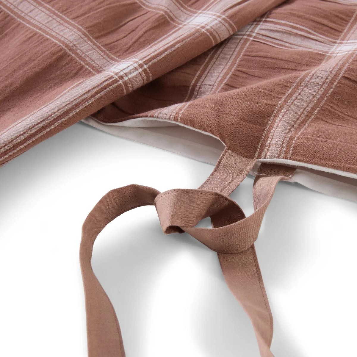 6 Check Cotton Reversible Quilt Cover Set - Queen Bed, Mocha, 6 of 9