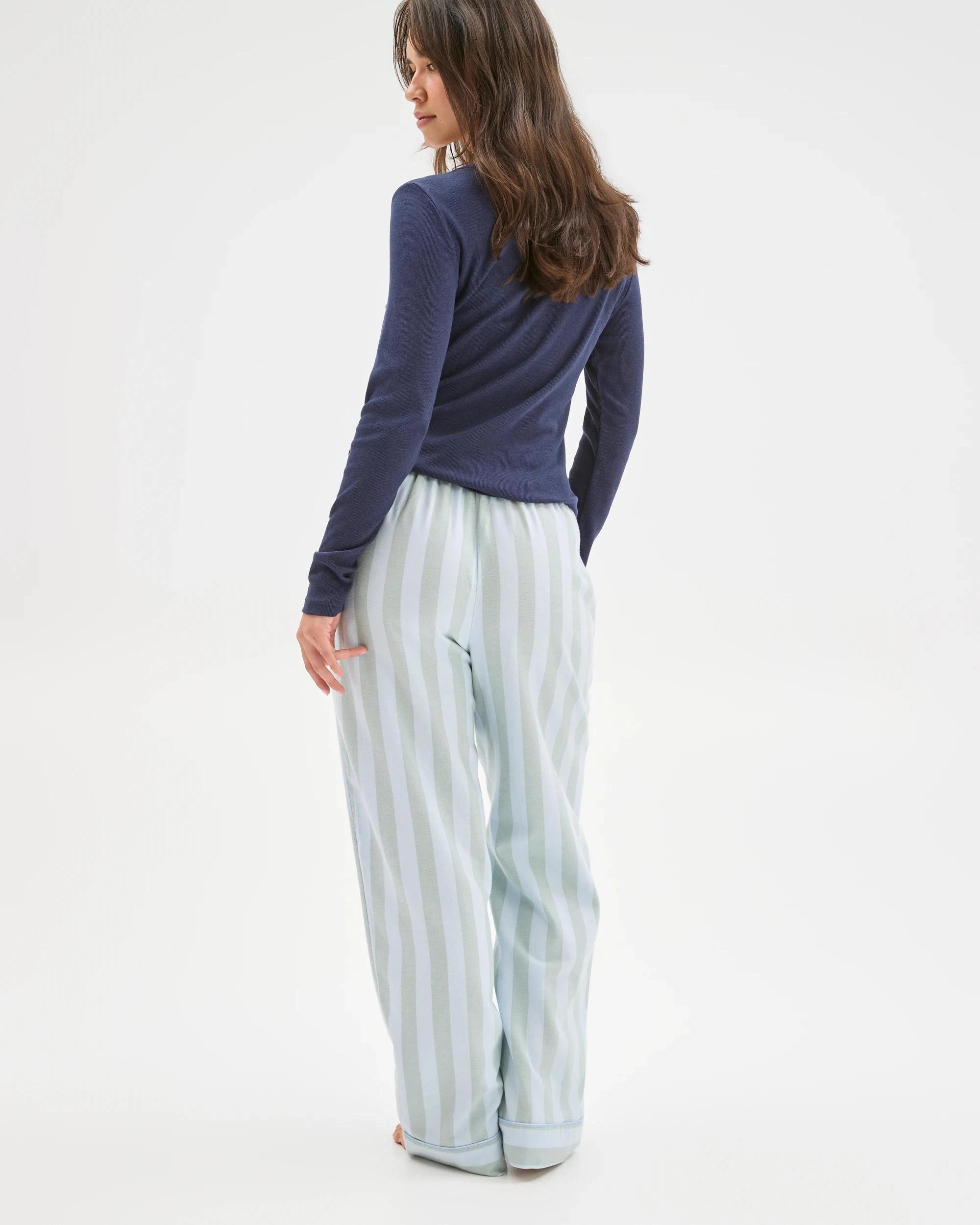 5 Target Woman Australian Cotton Flannelette Wide Leg Sleep Pants GREEN STRIPE, 5 of 5