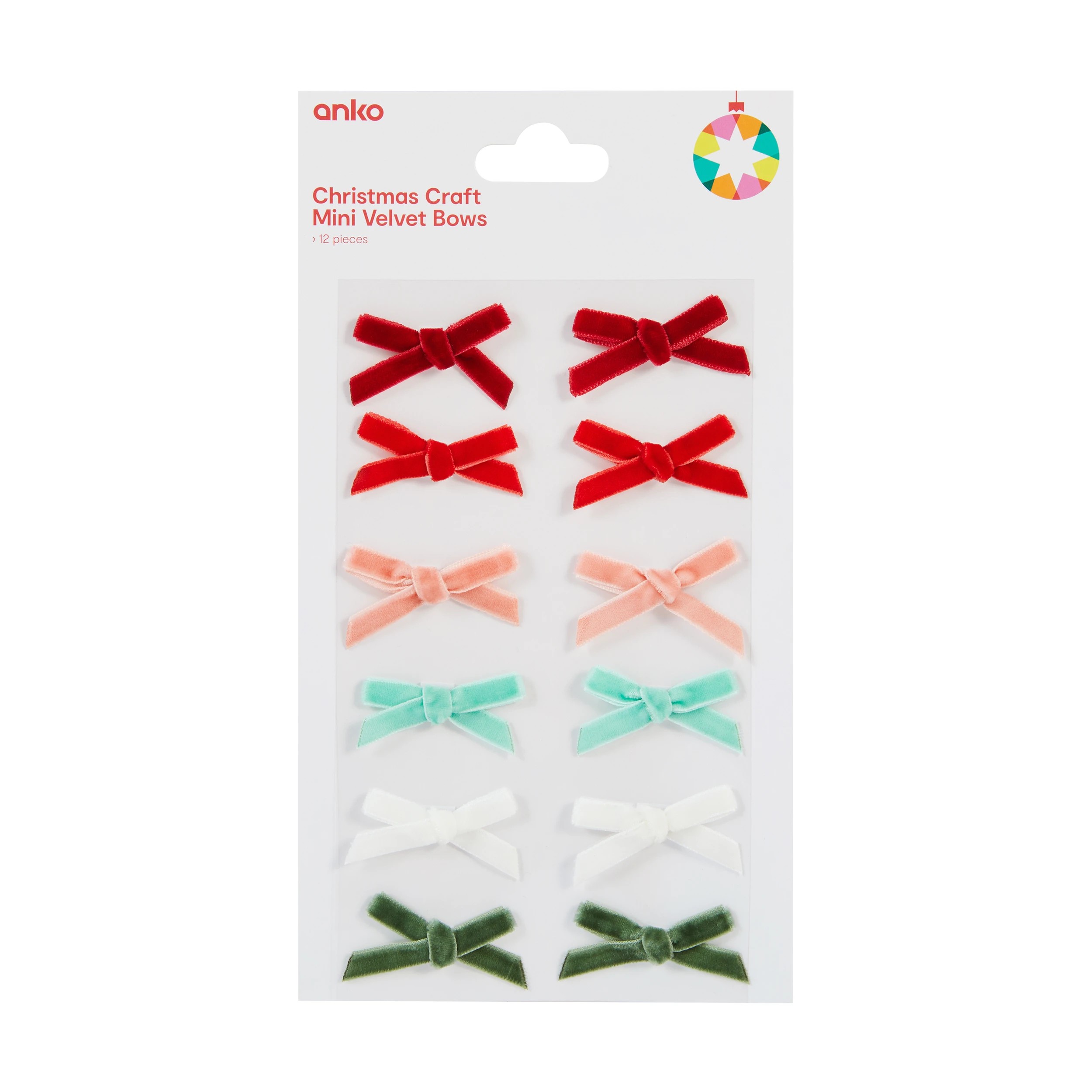 1 Christmas Craft Mini Velvet Bows 12 Piece, 1 of 3