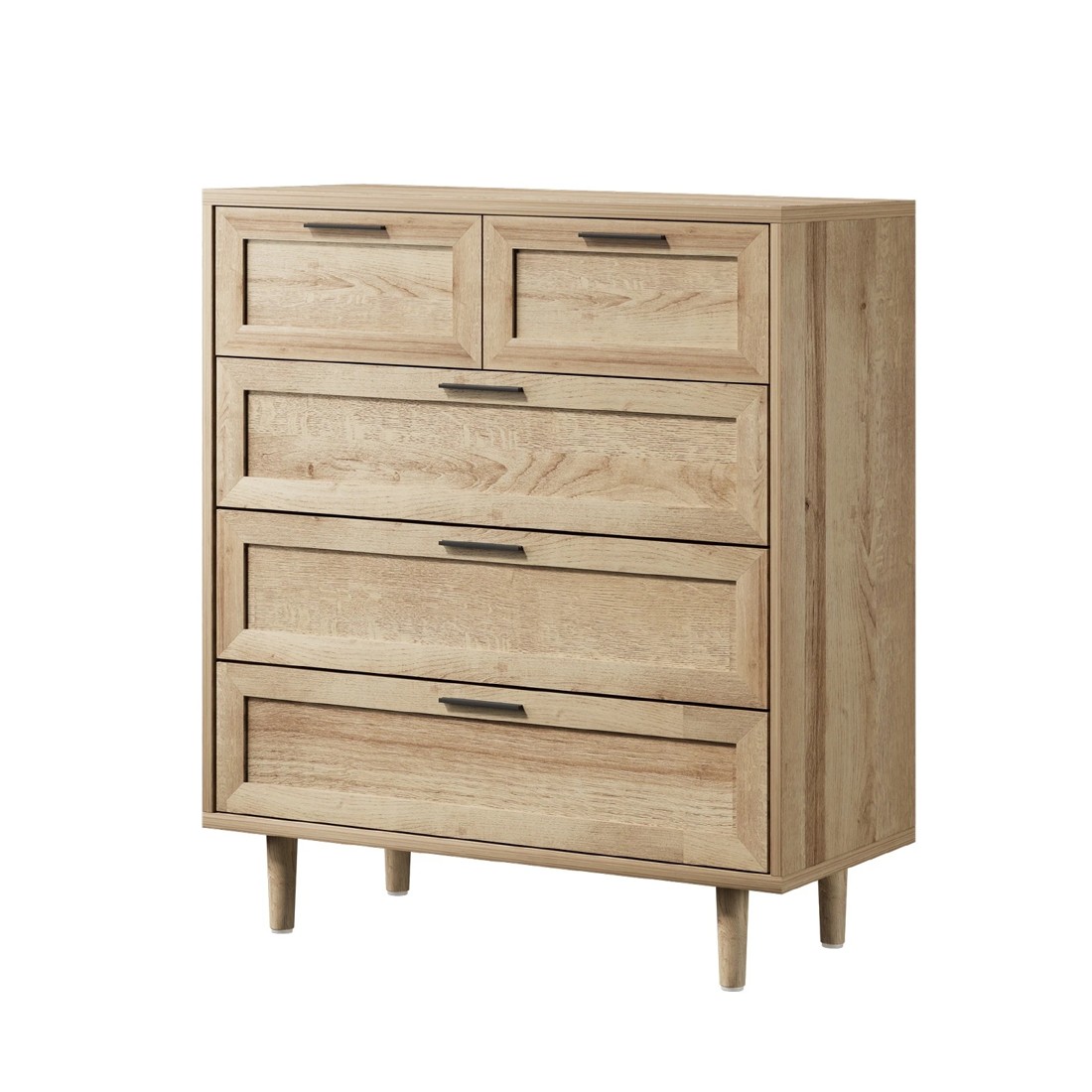1 Oikiture 5 Chest Of Drawers Dresser Chest Storage Cabinet Tallboy
 - Natural, 1 of 10