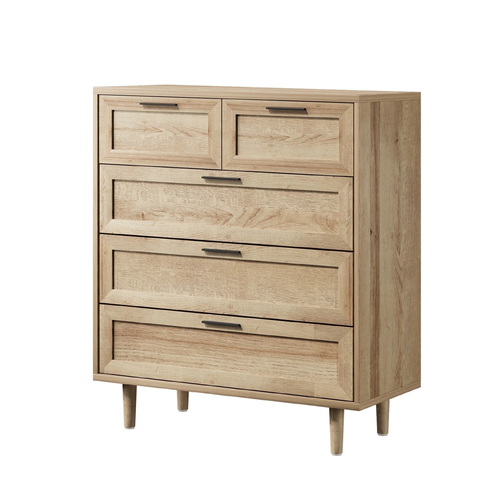 1 Oikiture 5 Chest Of Drawers Dresser Chest Storage Cabinet Tallboy
 - Natural, 1 of 10