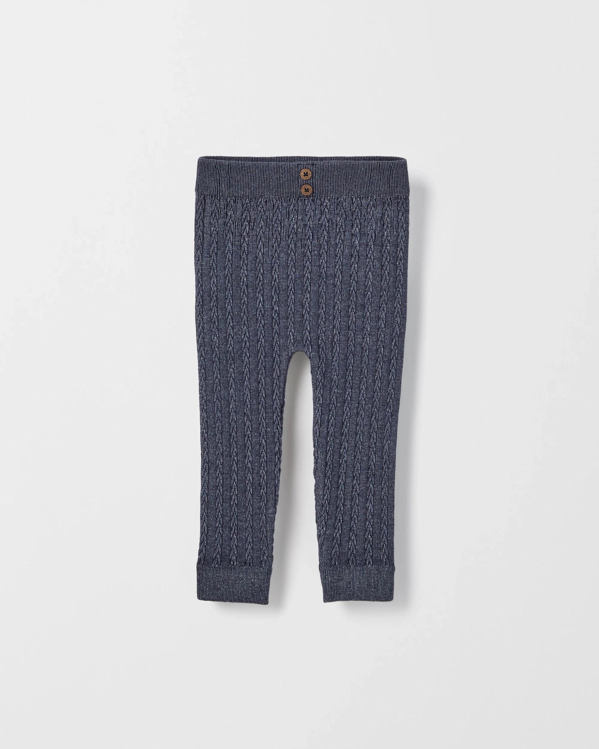 1 Target Baby Australian Cotton Blend Cable Knit Leggings NAVY MARLE, 1 of 2