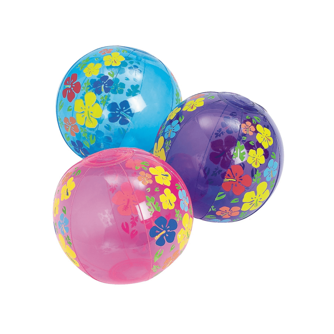 1 Fun Express Colourful Hibiscus Inflatable Mini Beach Balls Pack of 12, 1 of 1