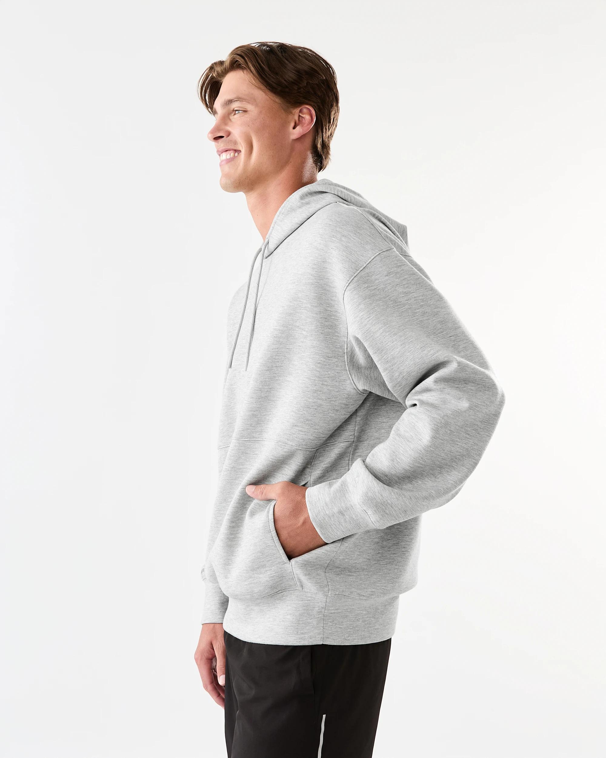 2 Active Mens Relaxed Scuba Hoodie Grey Marle, 2 of 7