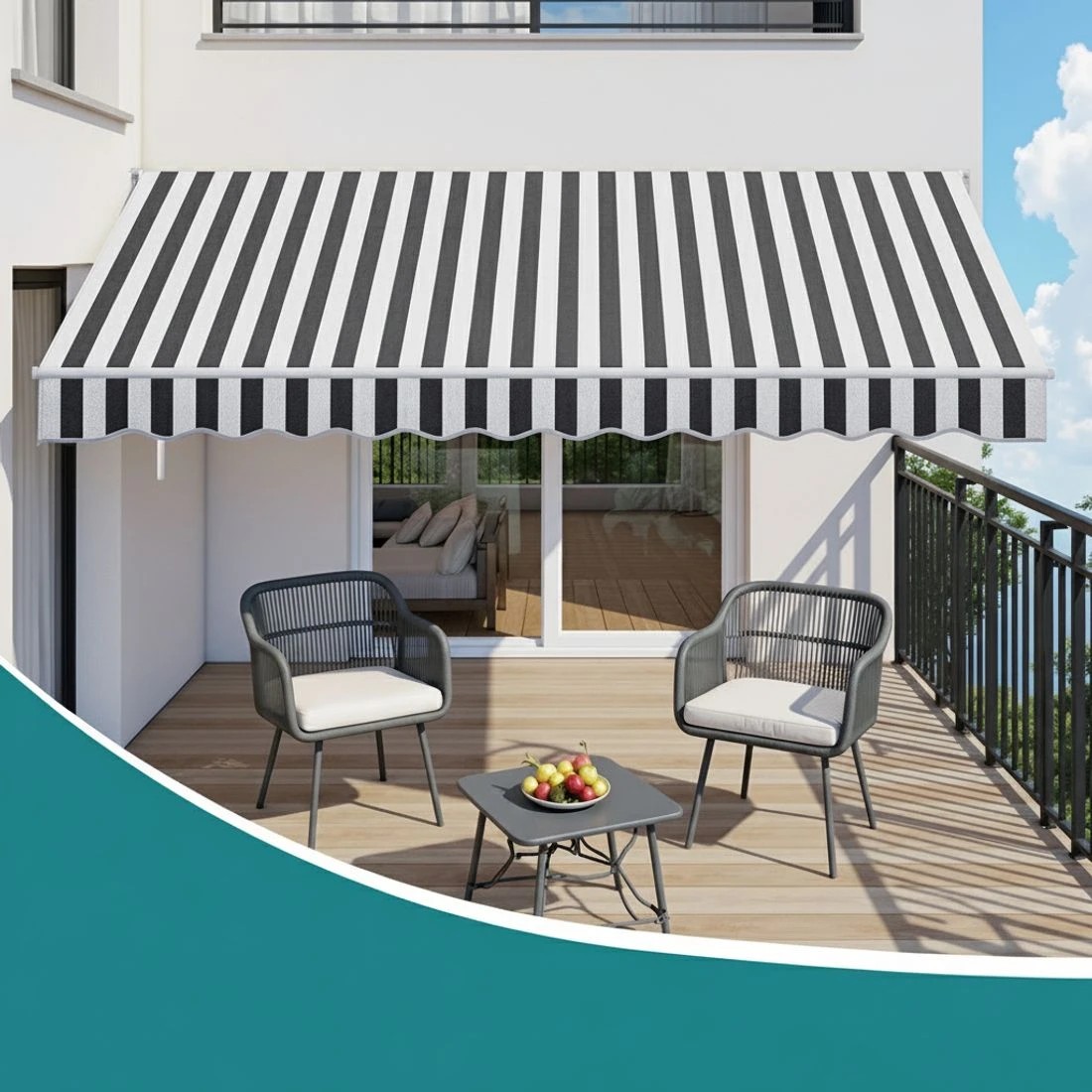 6 Instahut Retractable Folding Arm Awning Manual Sunshade 5Mx3M - Multi, 6 of 6