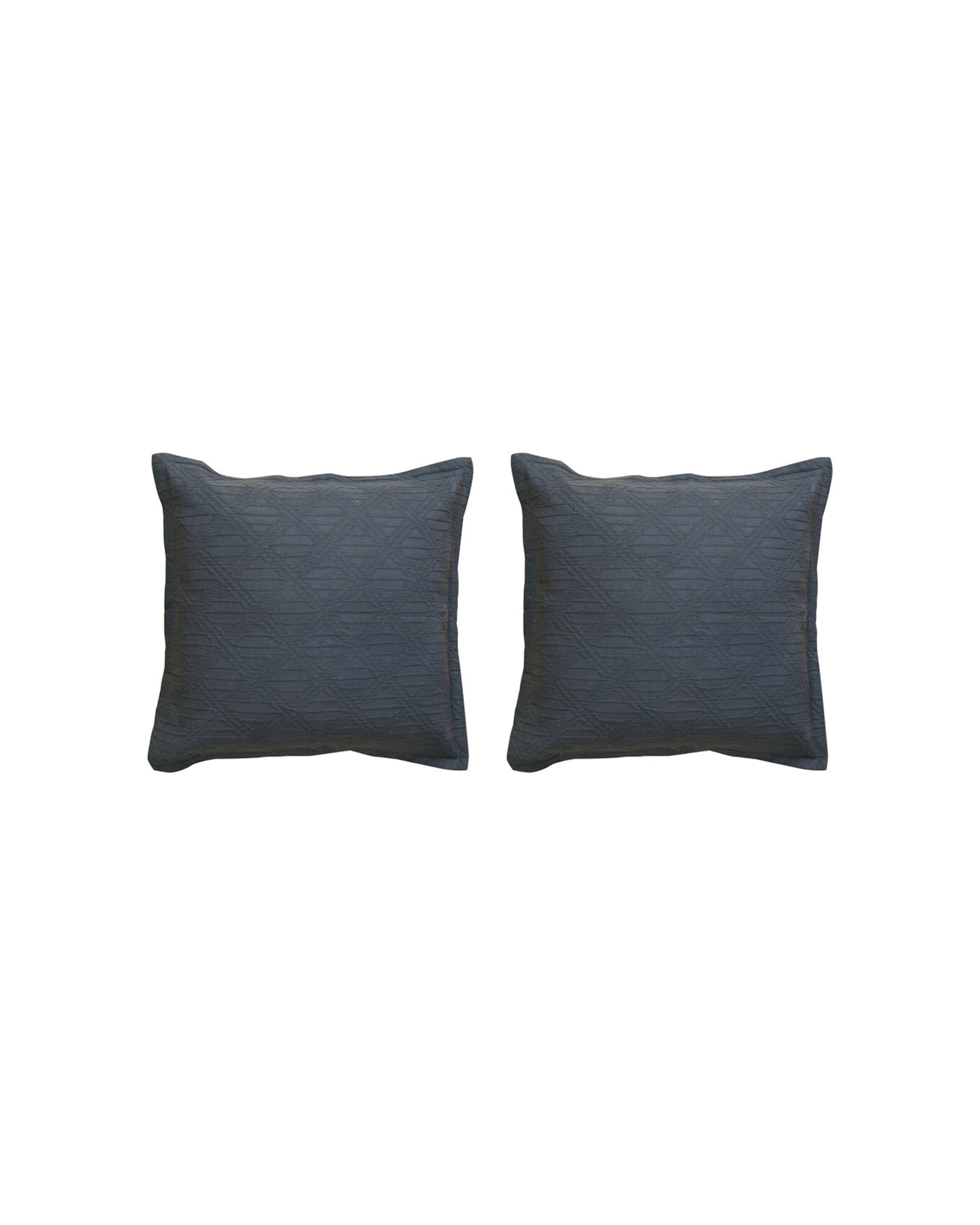 1 Bianca Hallston Square Cushion 2PK Pre-Washed Cotton Diamond 43x43cm - Black, 1 of 1