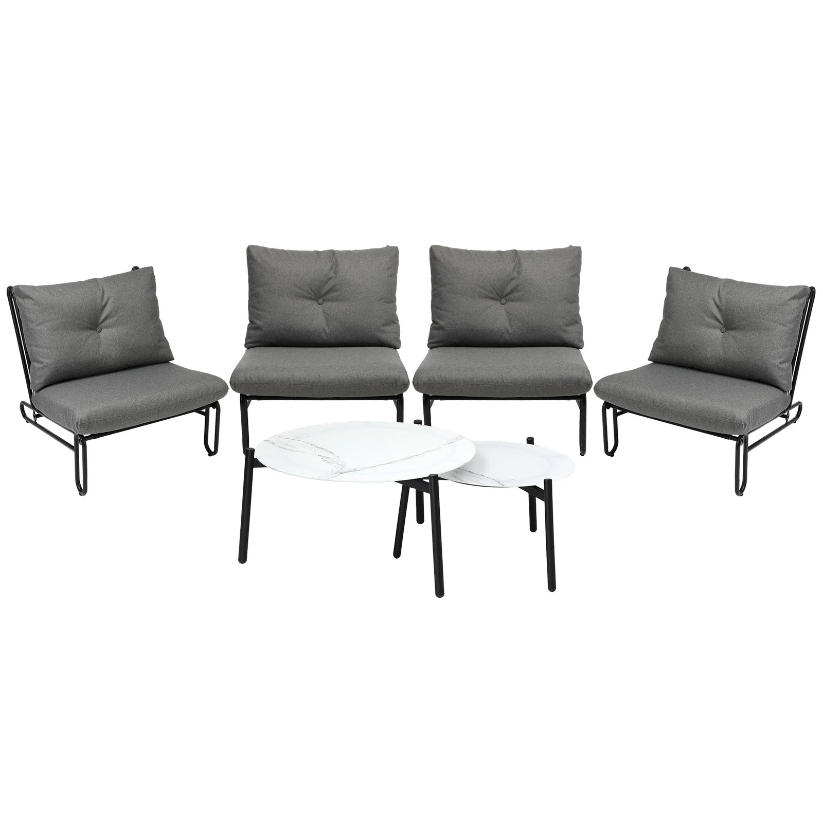 7 Livsip Outdoor Sofa Set 6-Piece Lounge Setting Table Chairs - Grey, 7 of 9