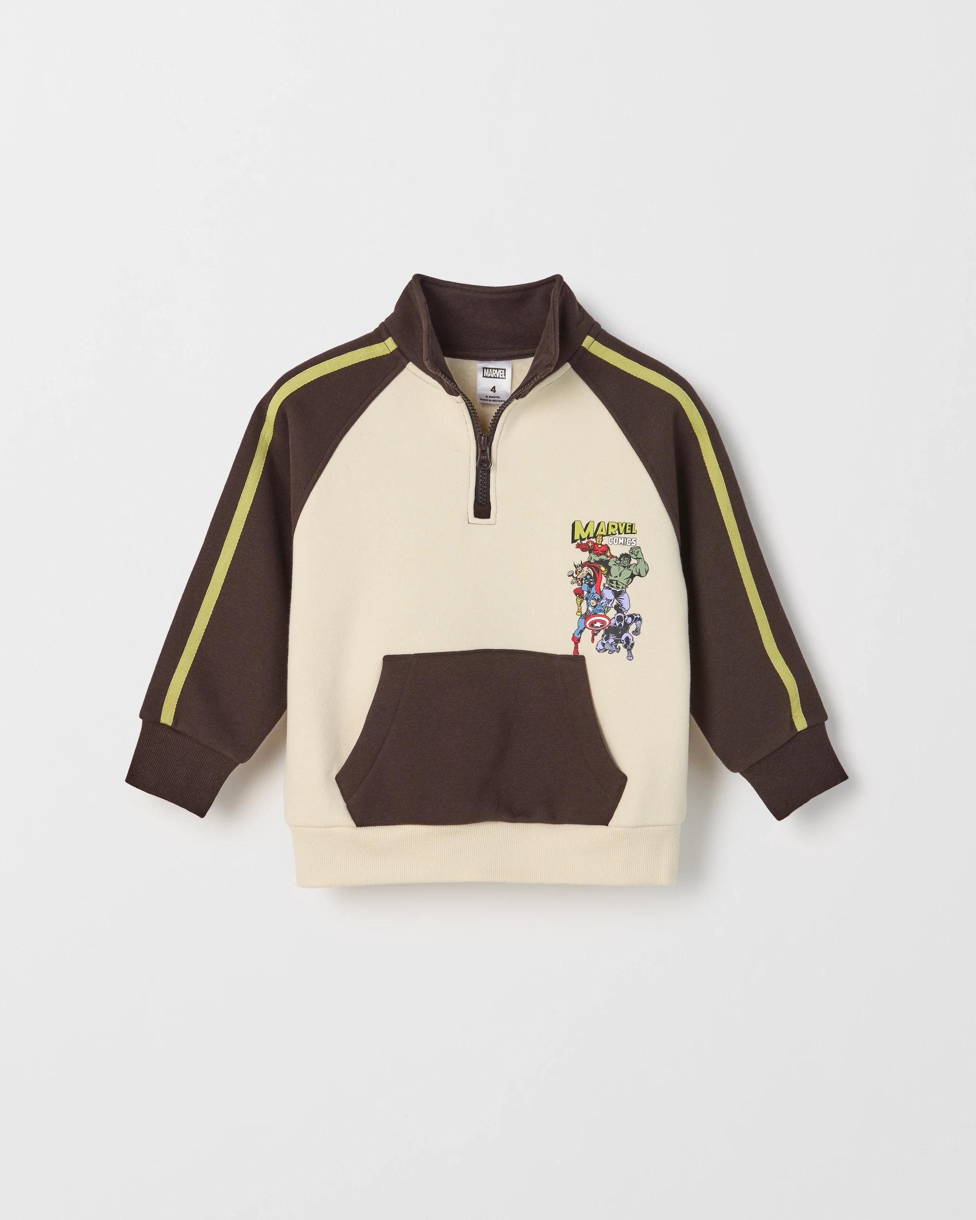 1 Marvel Australian Cotton Blend 1/4 Zip Raglan Sleeve Sports Jumper MULTI, 1 of 3
