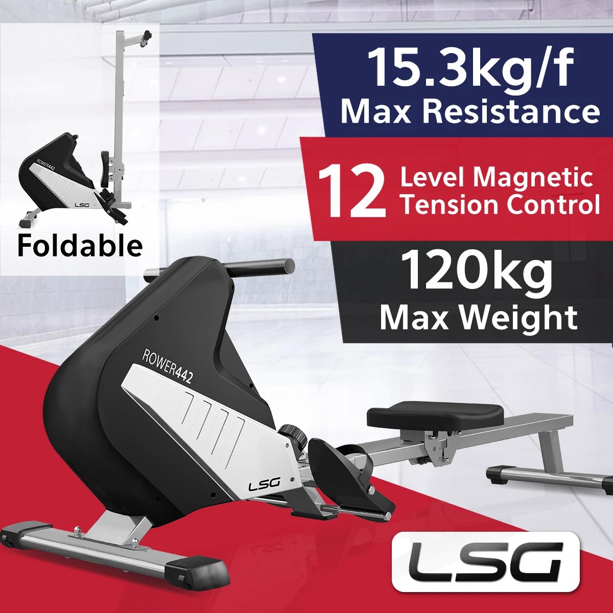 2 LSG Fitness ROWER-442 Magnetic Rowing Machine - Black, 2 of 10