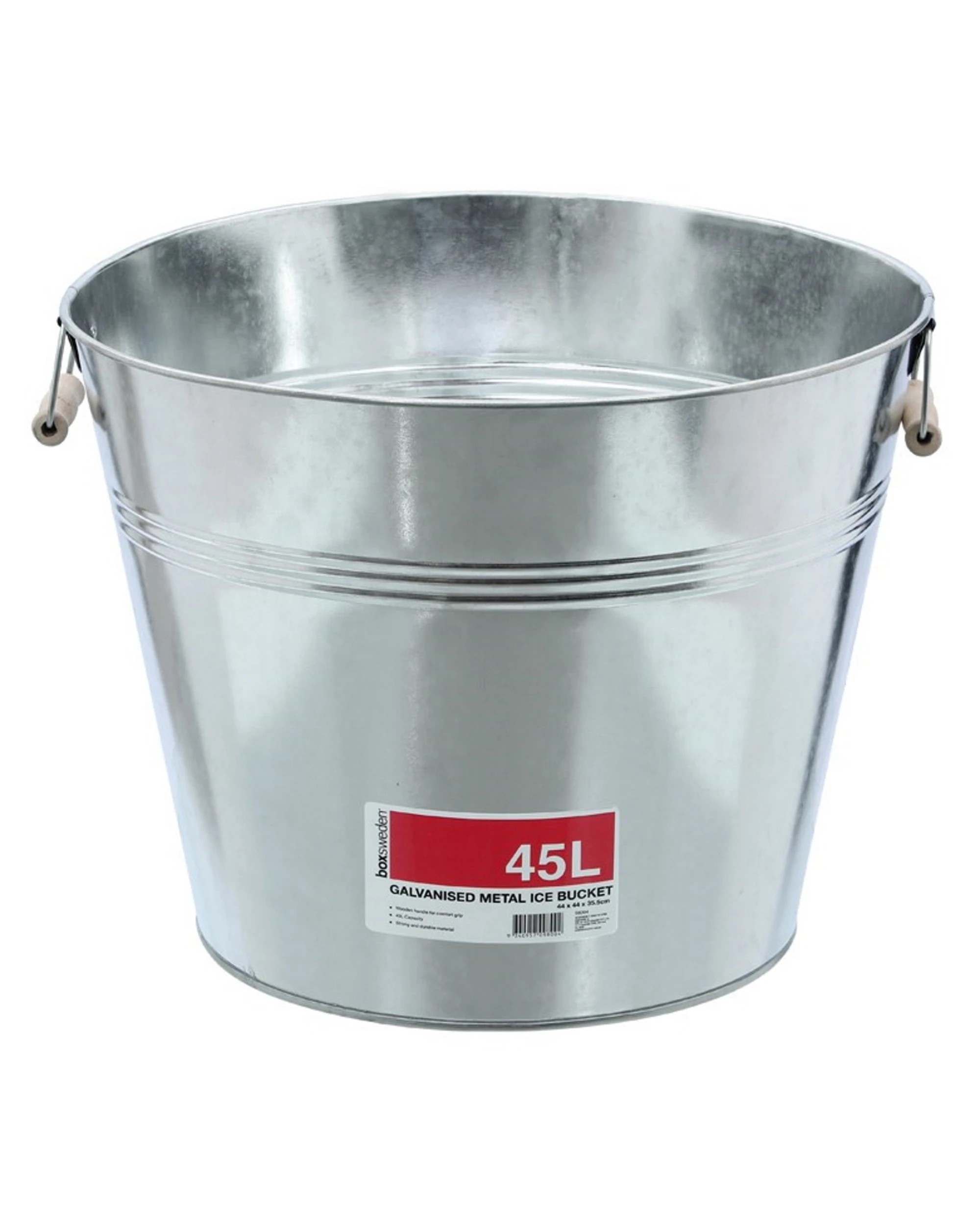 1 Lemon & Lime Galvanised Metal Ice Bucket With Wooden Handles 45L, 1 of 3