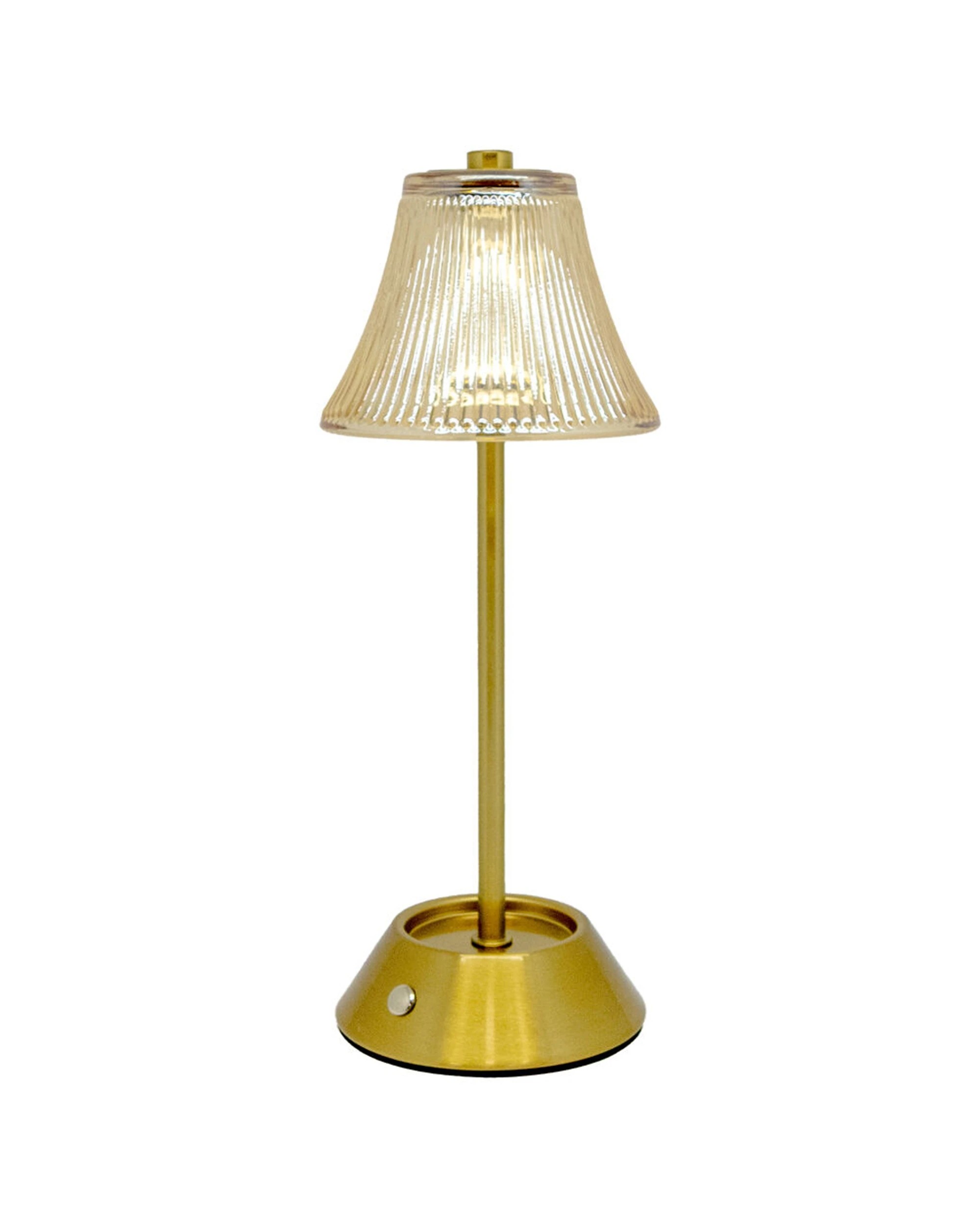 1 Boyle Rechargeable LED Table Lamp Fluted Glass Shade Adjustable Lighting - Bronze, 1 of 8