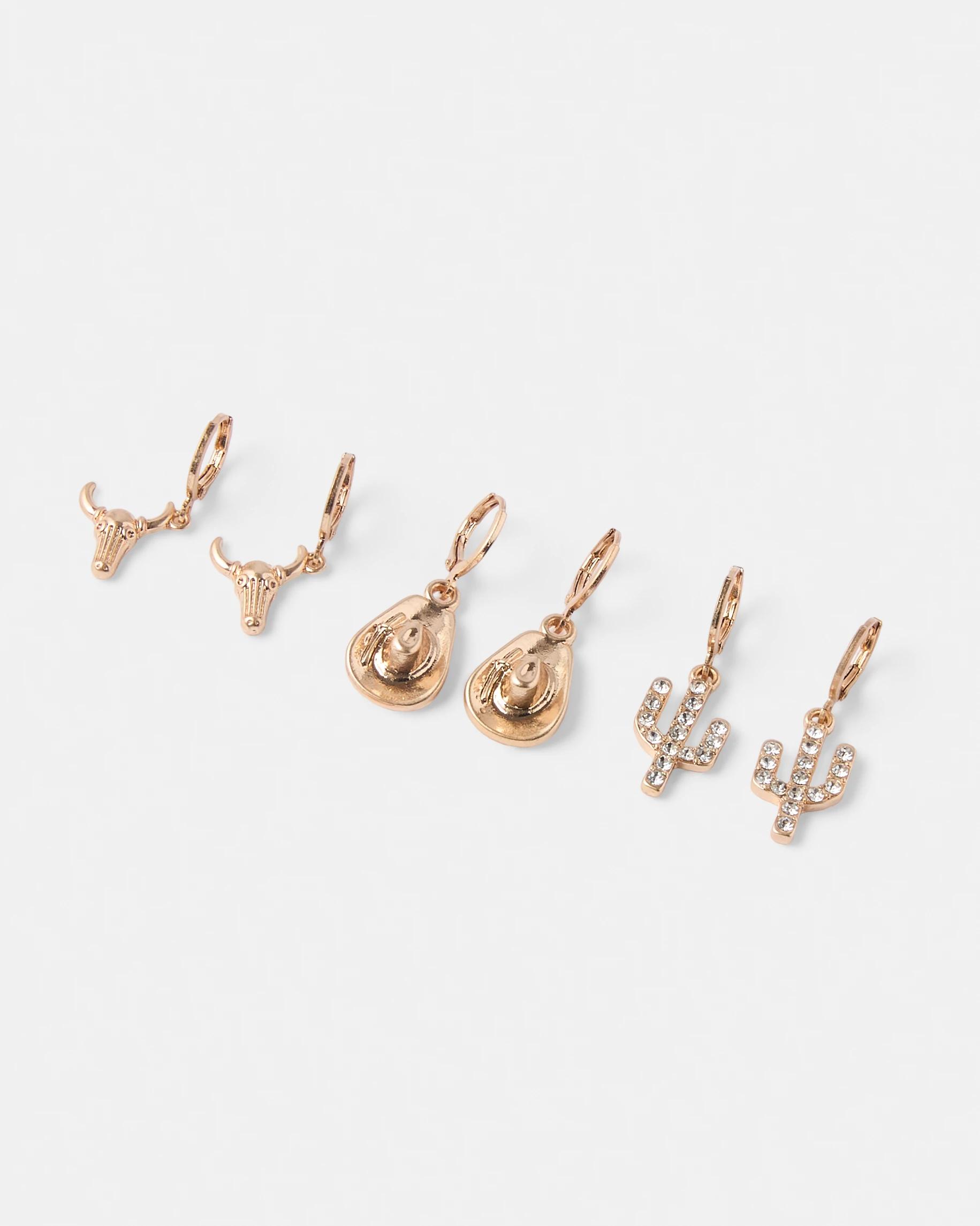 2 3 Pack Rodeo Hoop Earrings - Gold Tone Gold, 2 of 5