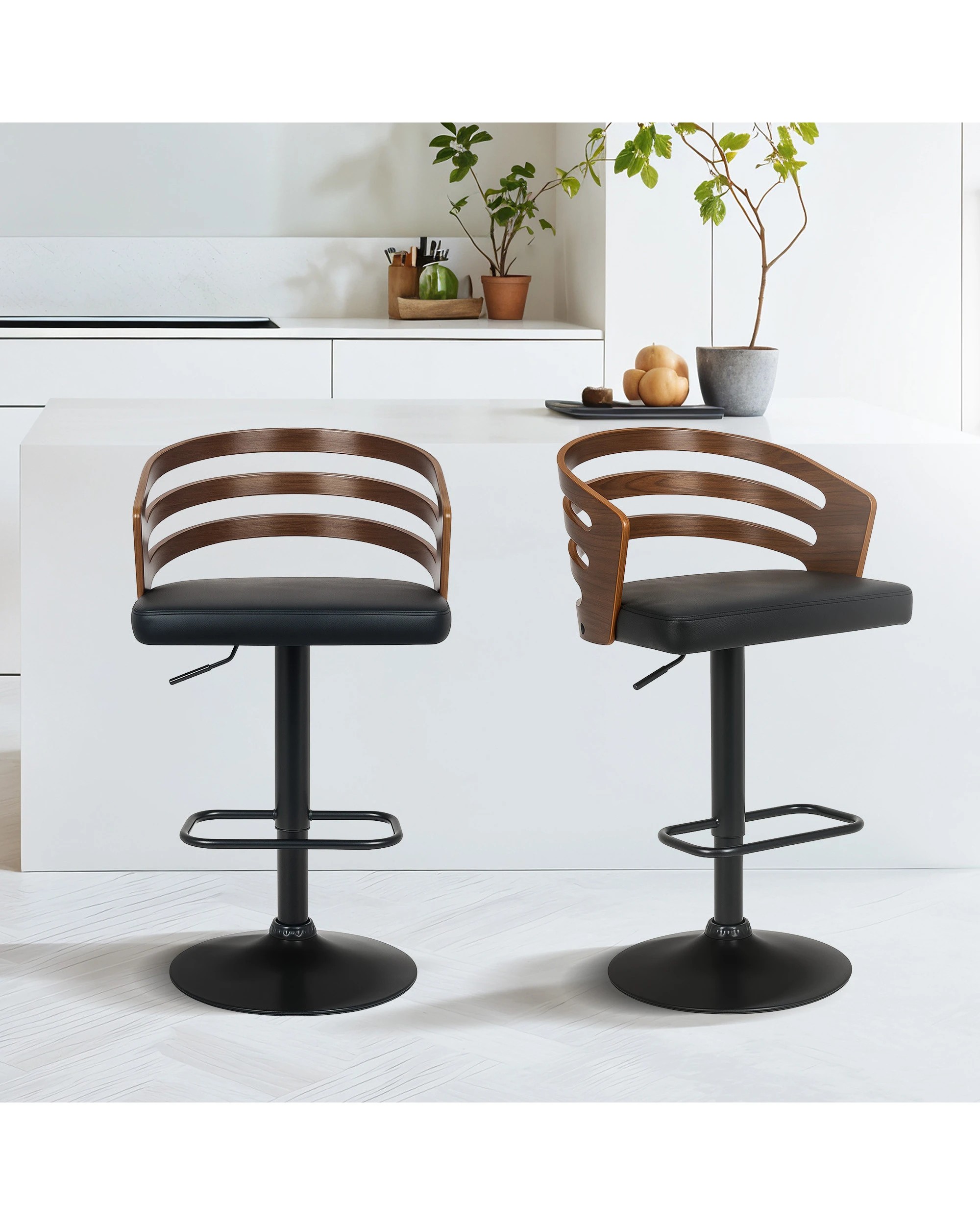 9 Sarantino Bentwood Walnut Barstool Leather Seat And Metal Base, 9 of 10