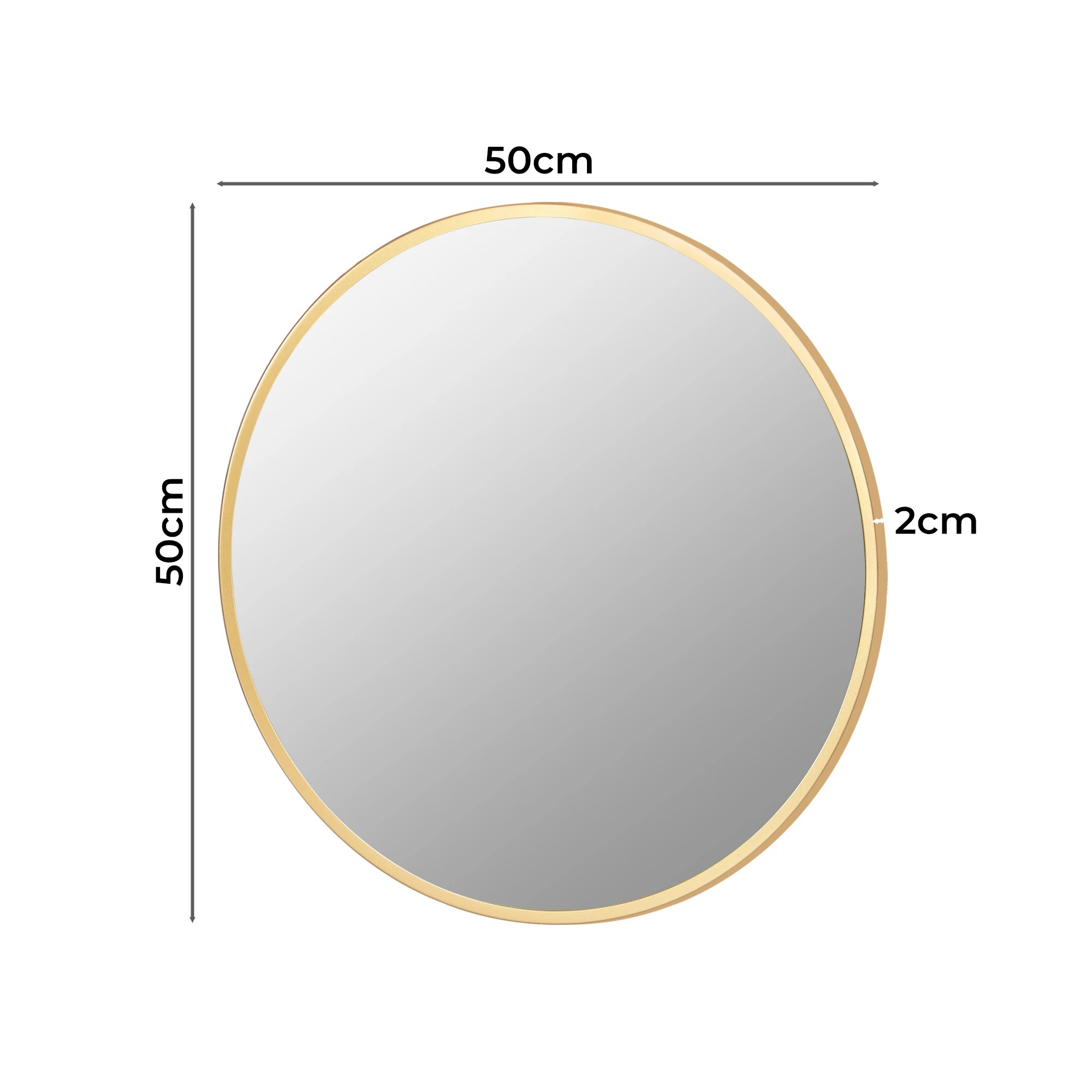 3 Yezi 50Cm Round Metal Framed Wall Mirror Golden Frame, 3 of 8