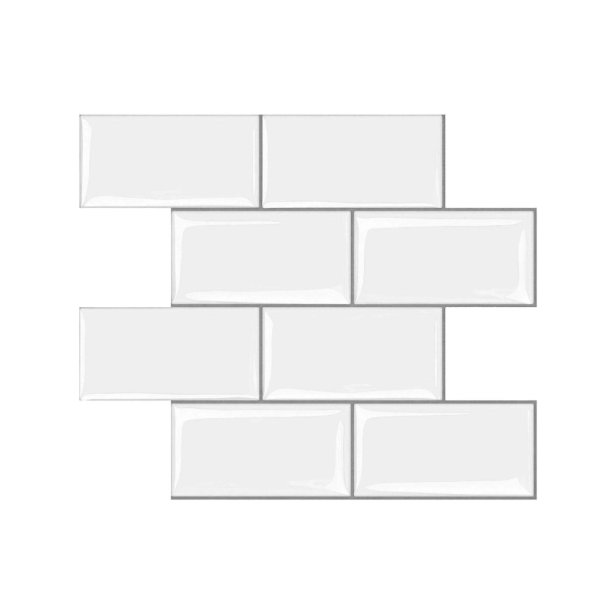 2 Artiss 3D Peel and Stick Wall Tiles Self Adhesive Subway Backsplash 10 Sheets - White, 2 of 8