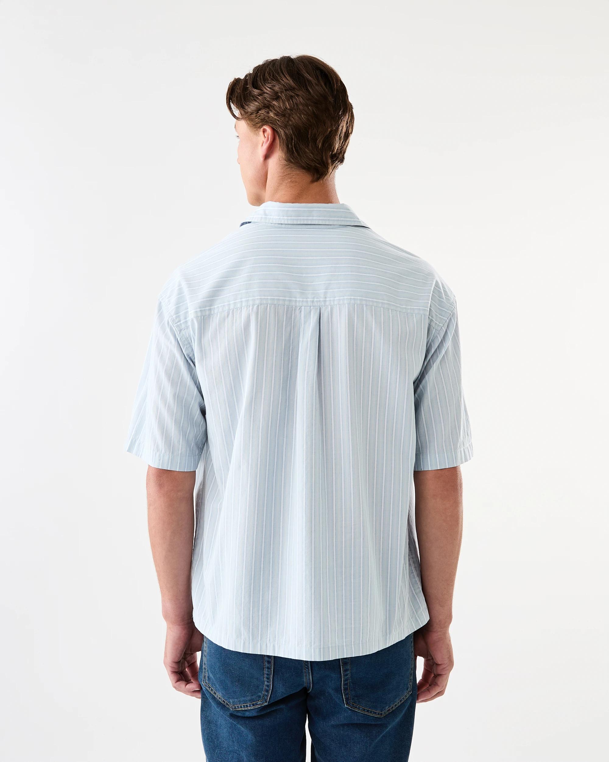 3 Short Sleeve Boxy Poplin Stripe Shirt Blu Stripe, 3 of 7