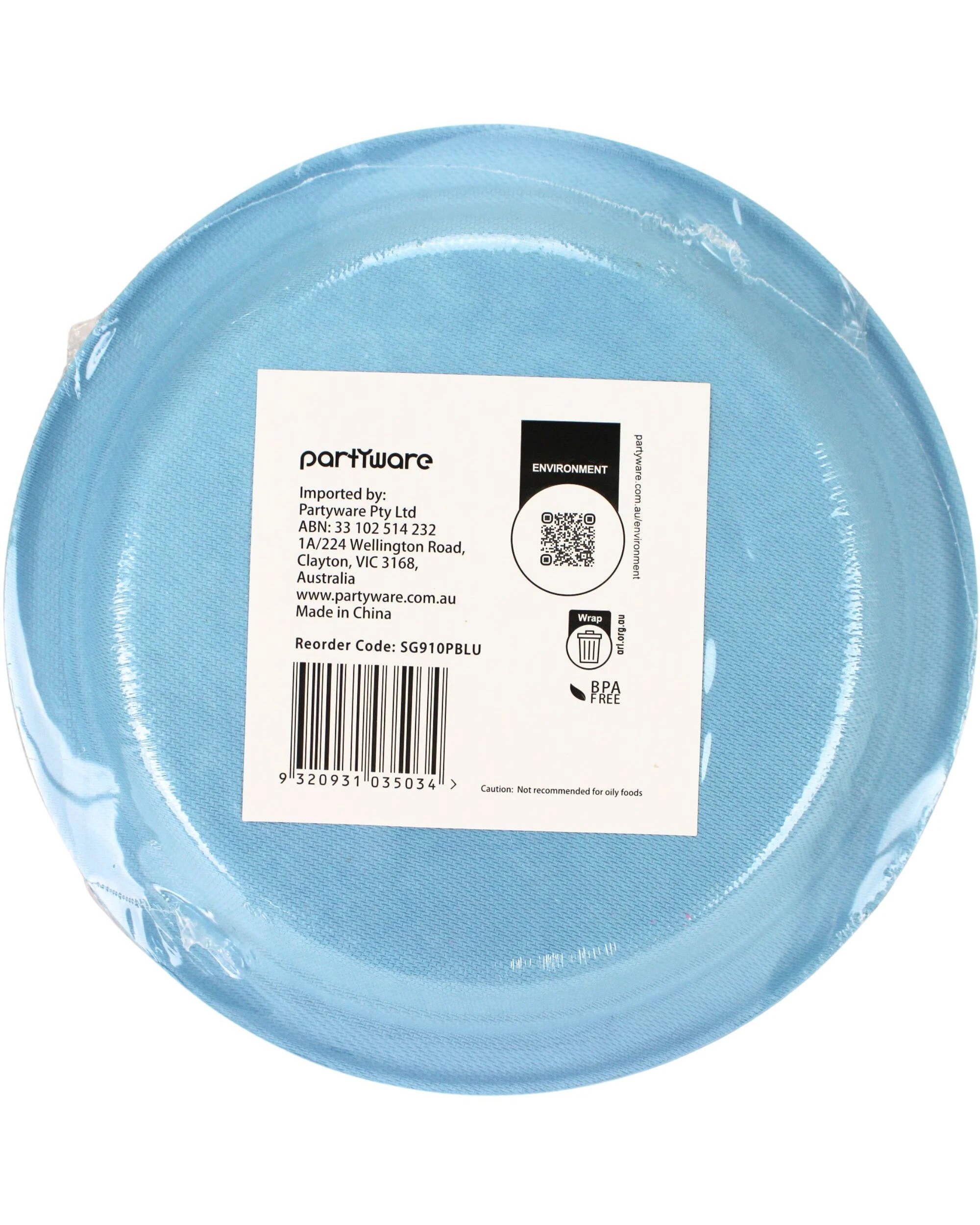 3 Partyware Sugar Cane Large Plates 22.5cm Pack of 10 - Blue, 3 of 3