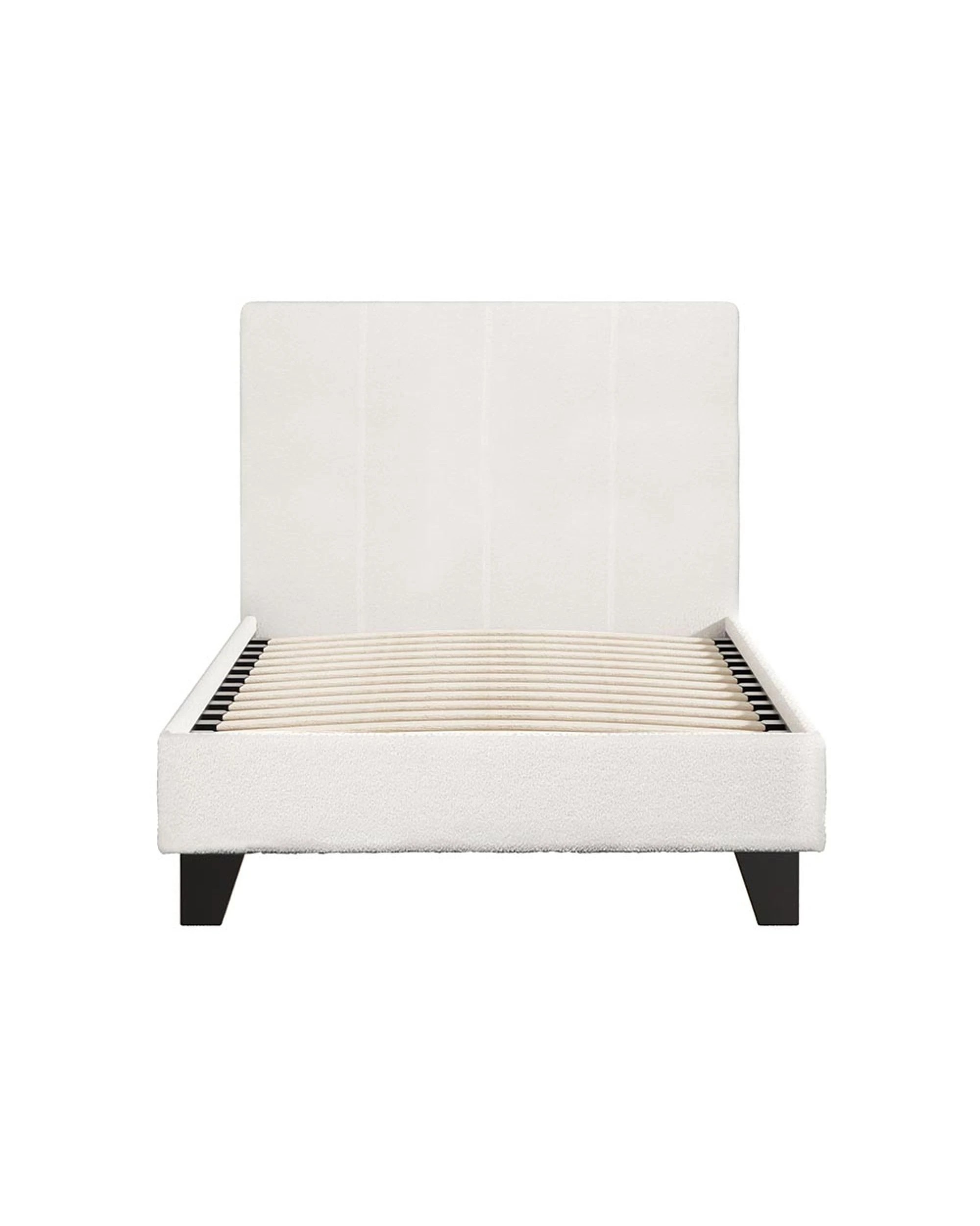 3 Artiss Bed Frame Single Size Mattress Base Wooden Platform Boucle  NEO - White, 3 of 7