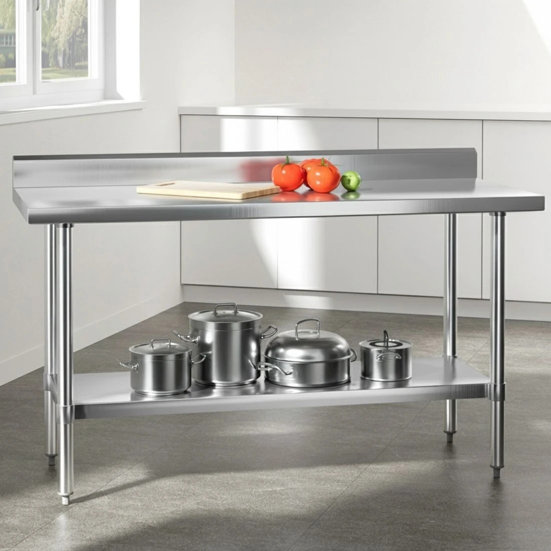3 Cefito Stainless Steel  Kitchen  Bench w/ Splashback 1500x600MM - Silver, 3 of 4