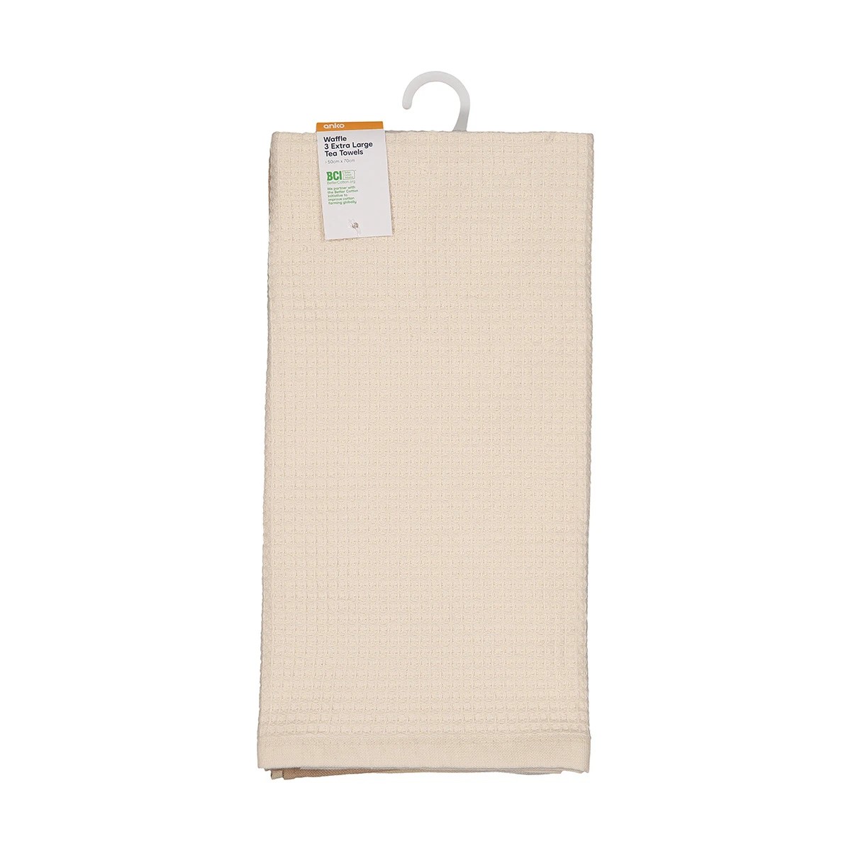 7 3 Pack Cream Waffle Extra Large Tea Towels, 7 of 7